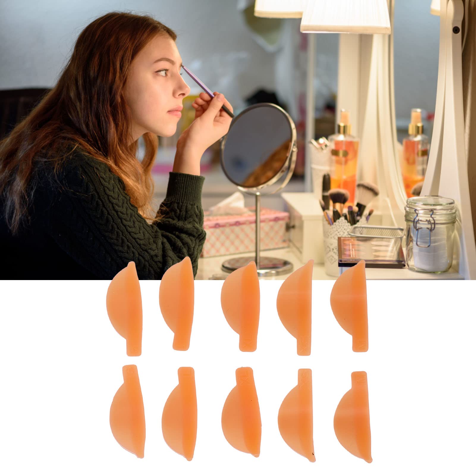 Eyelash Lift Pads - 5 Pairs Multi-Size Orange Lash Perm Pads for Long-Lasting Eyelash Extensions | Perfect for Salon, Home Use & Professional Makeup Artists