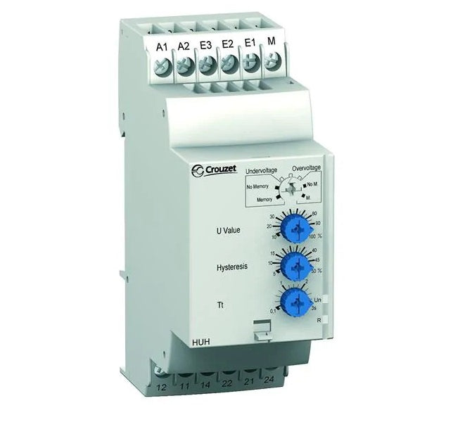 Single Phase Multi Function Voltage Control Relay - Under/Over Voltage Protection 15-600V AC/DC, 24-240V Supply - DIN Rail Mount for Industrial Automation & Power Systems