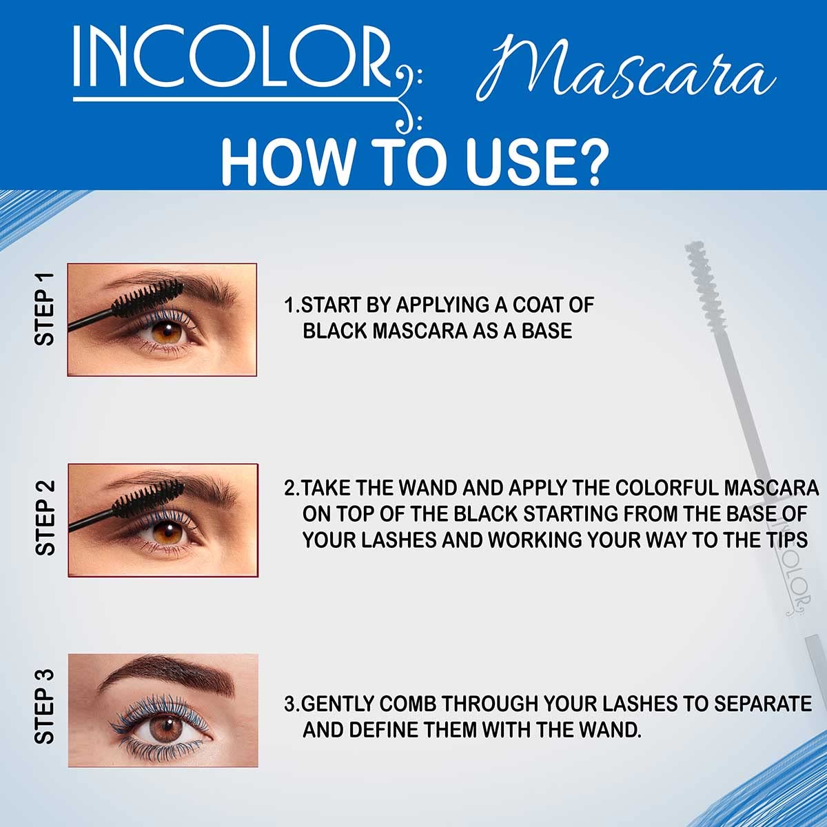 INCOLOR Lightweight Natural Mascara - Smudge Proof, Long Lasting Vegan Eye Makeup (Blueberry Pop, 6ml) for Everyday Wear & Professional Use | Perfect for Office, Parties & Special Occasions