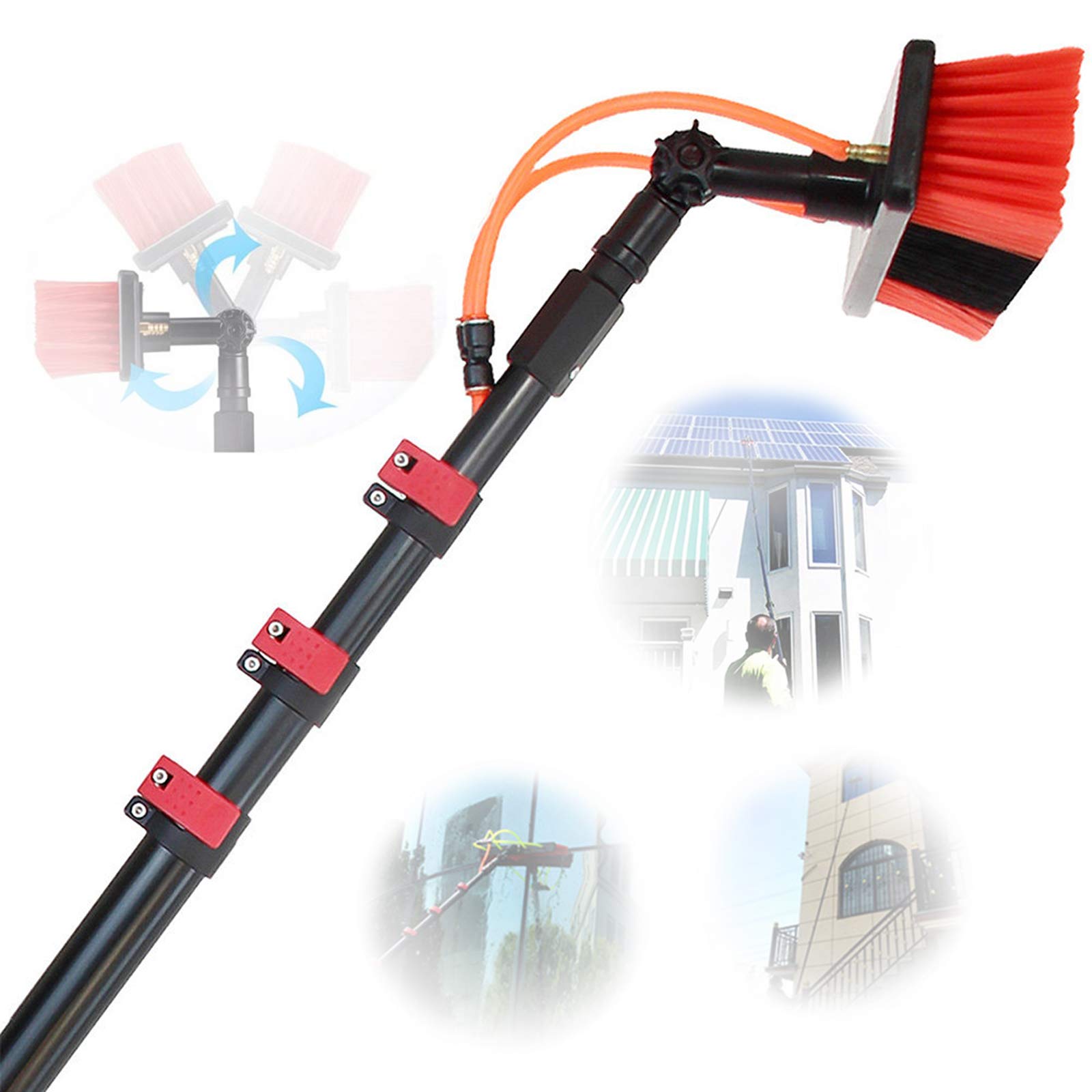 Solar Panel & Window Cleaning Pole Kit - 3.6M to 11M Extendable Water Fed Brush System with Telescopic Pole for Home & Commercial Use (12FT/3.6M) - Perfect for Rooftop Solar Maintenance and High Window Washing