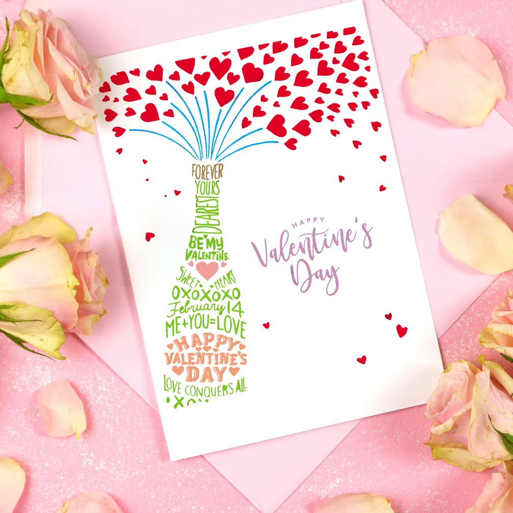Valentine's Day Clear Rubber Stamps Set - Heart Bottle & Love Words for DIY Greeting Cards, Scrapbooking, Paper Crafts - Perfect for Romantic Holiday Decorations, Wedding Invitations & Gift Wrapping