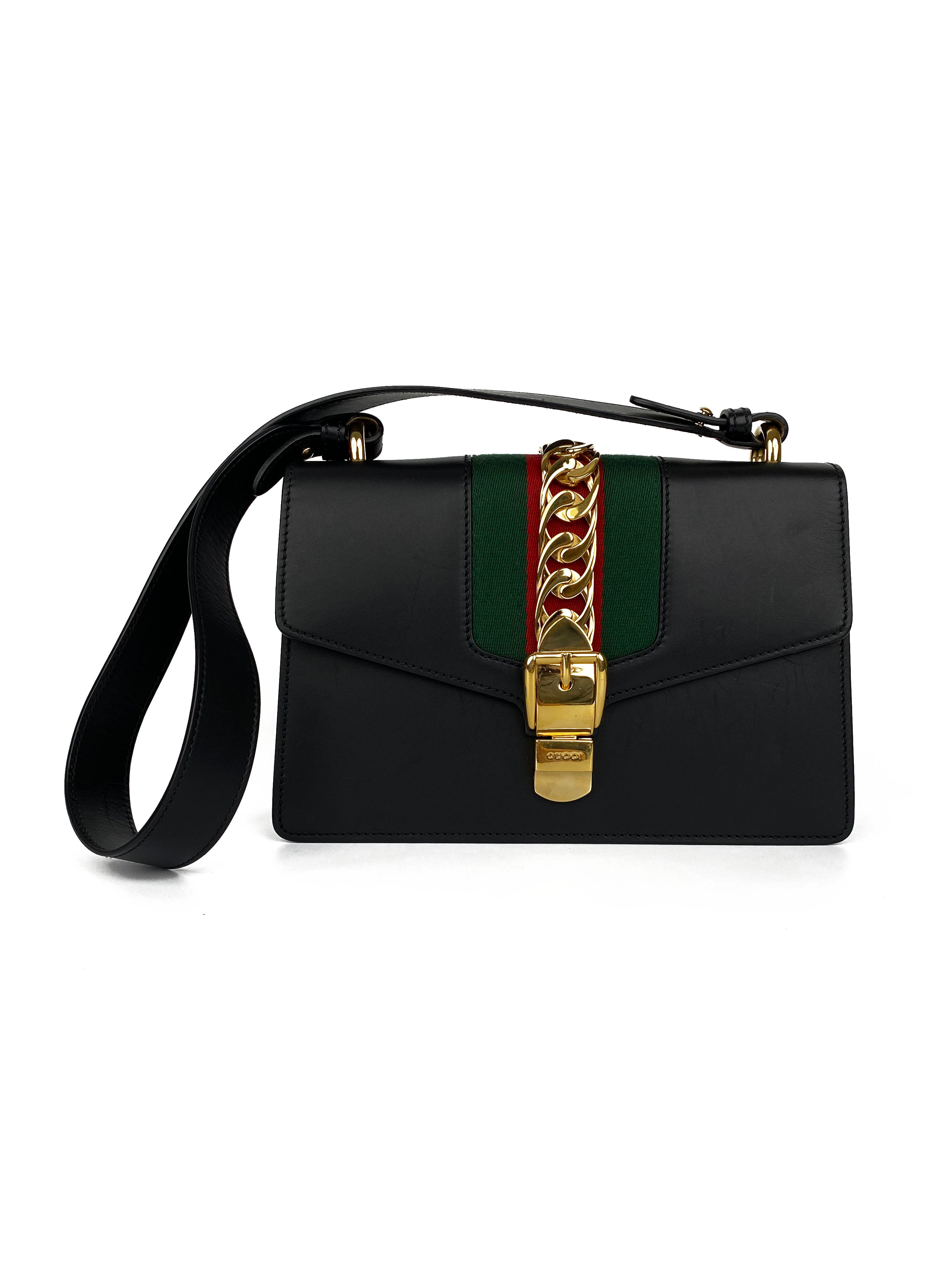 Gucci Black Small Sylvie Bag - Luxury Leather Crossbody Handbag for Women | Perfect for Parties, Dates & Everyday Use