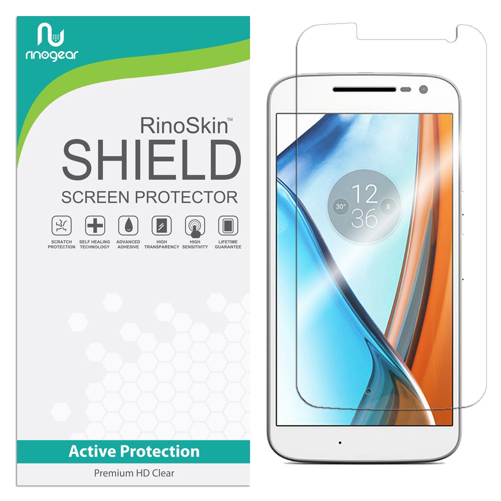 RinoGear Screen Protector for Moto G4 - Case Friendly, Flexible Full Coverage Clear TPU Film - Perfect for Everyday Protection & Scratch Resistance