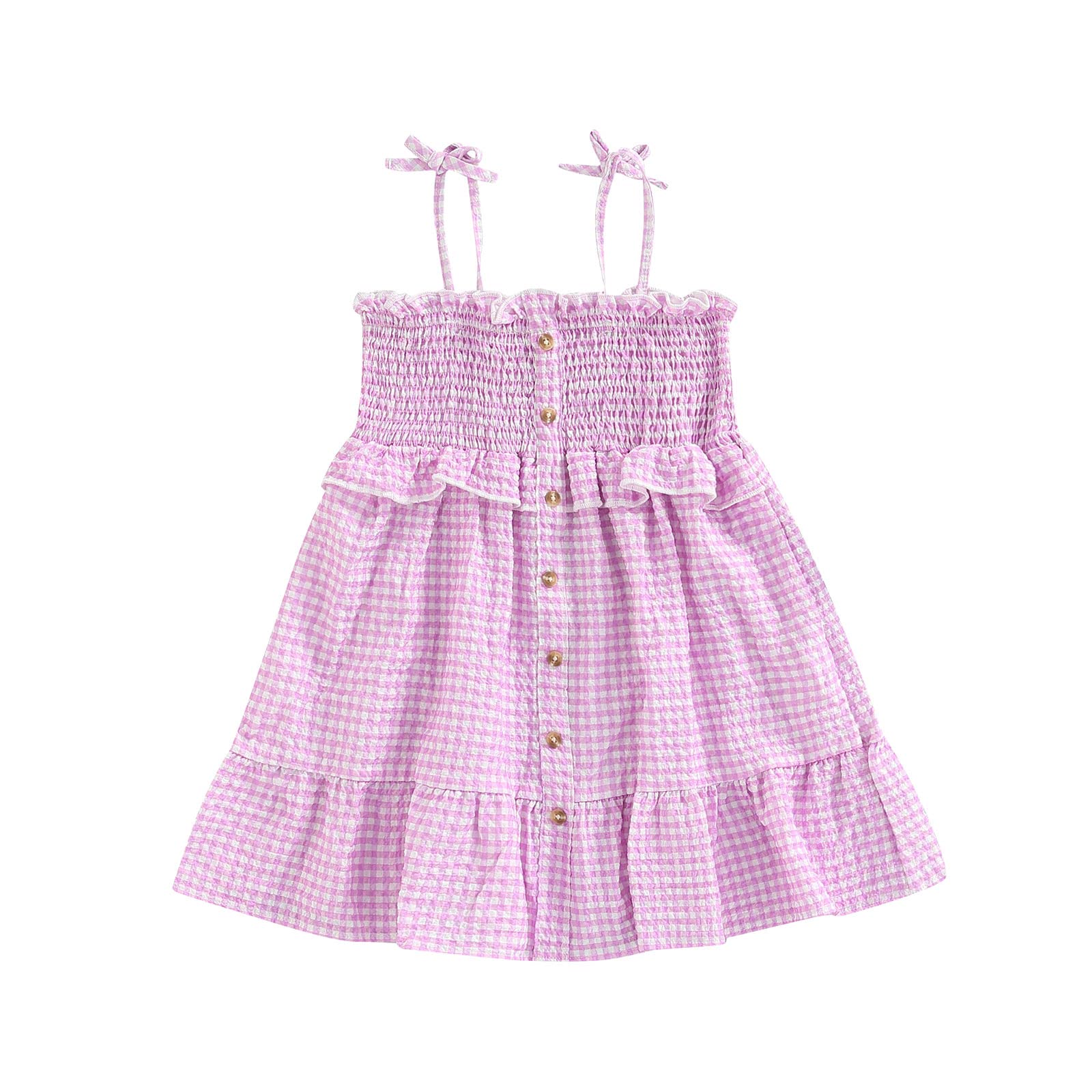 Baby Girls Sleeveless Summer Dress - Plaid Princess Dress with Buttons | Cute & Comfortable Infant Outfit for Playdates, Parties & Photos