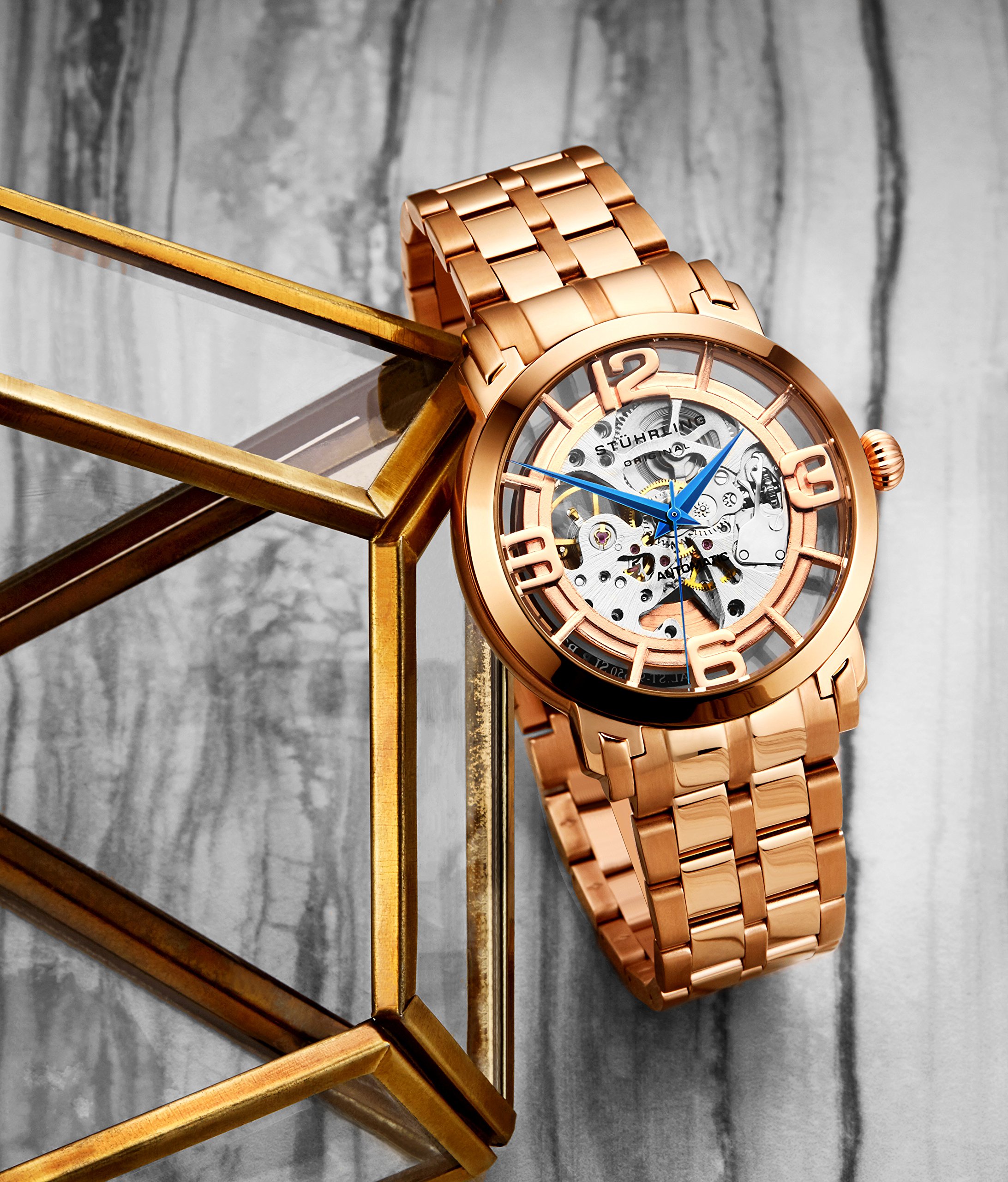 Stuhrling Original Men's Skeleton Automatic Watch - Self-Winding Mechanical Dress Watch - Winchester 44 Elite for Business & Formal Occasions