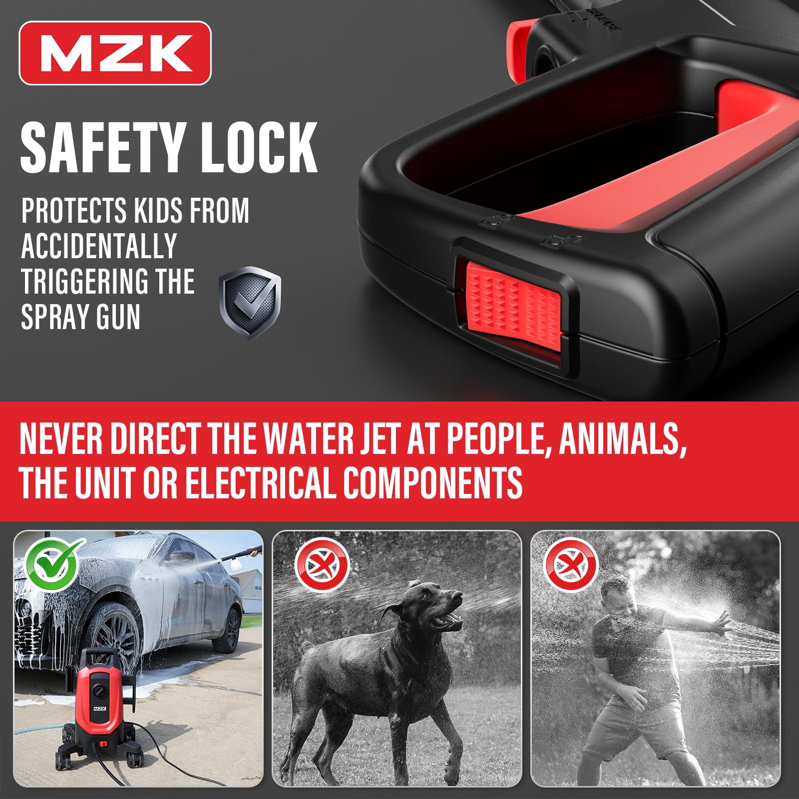 MZK 4500 PSI Electric Pressure Washer - 3.0 GPM High Power Washer with 360° Lockable Wheels, 4 Quick-Connect Nozzles & Foam Cannon - Ideal for Cleaning Cars, Fences, Driveways, Patios & Outdoor Surfaces