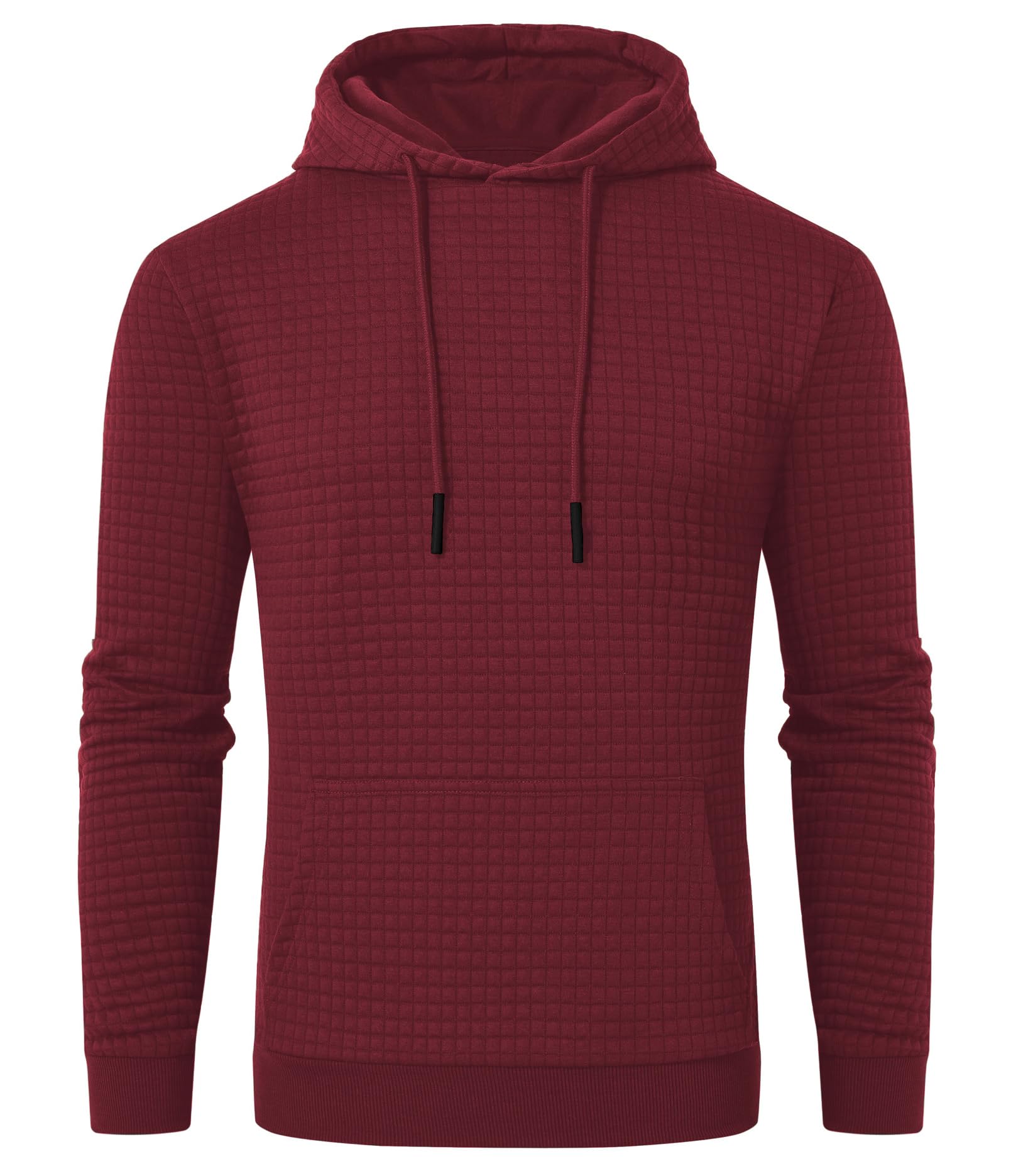 YuKaiChen Men's Plaid Jacquard Hoodie - Casual Pullover Sweatshirt with Kangaroo Pockets & Drawstring Hood | Perfect for Outdoor Activities, Streetwear & Lounge Wear