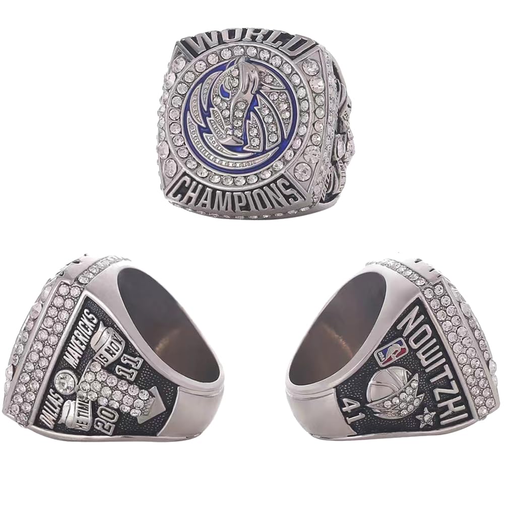2011 Dallas Mavericks NBA Championship Ring Replica - Authentic Design with Wooden Gift Box - Perfect for Christmas, Birthday, Sports Fans, Men, Women & Collectors - Great for Memorabilia Displays, Fan Gifts & Sports Decor
