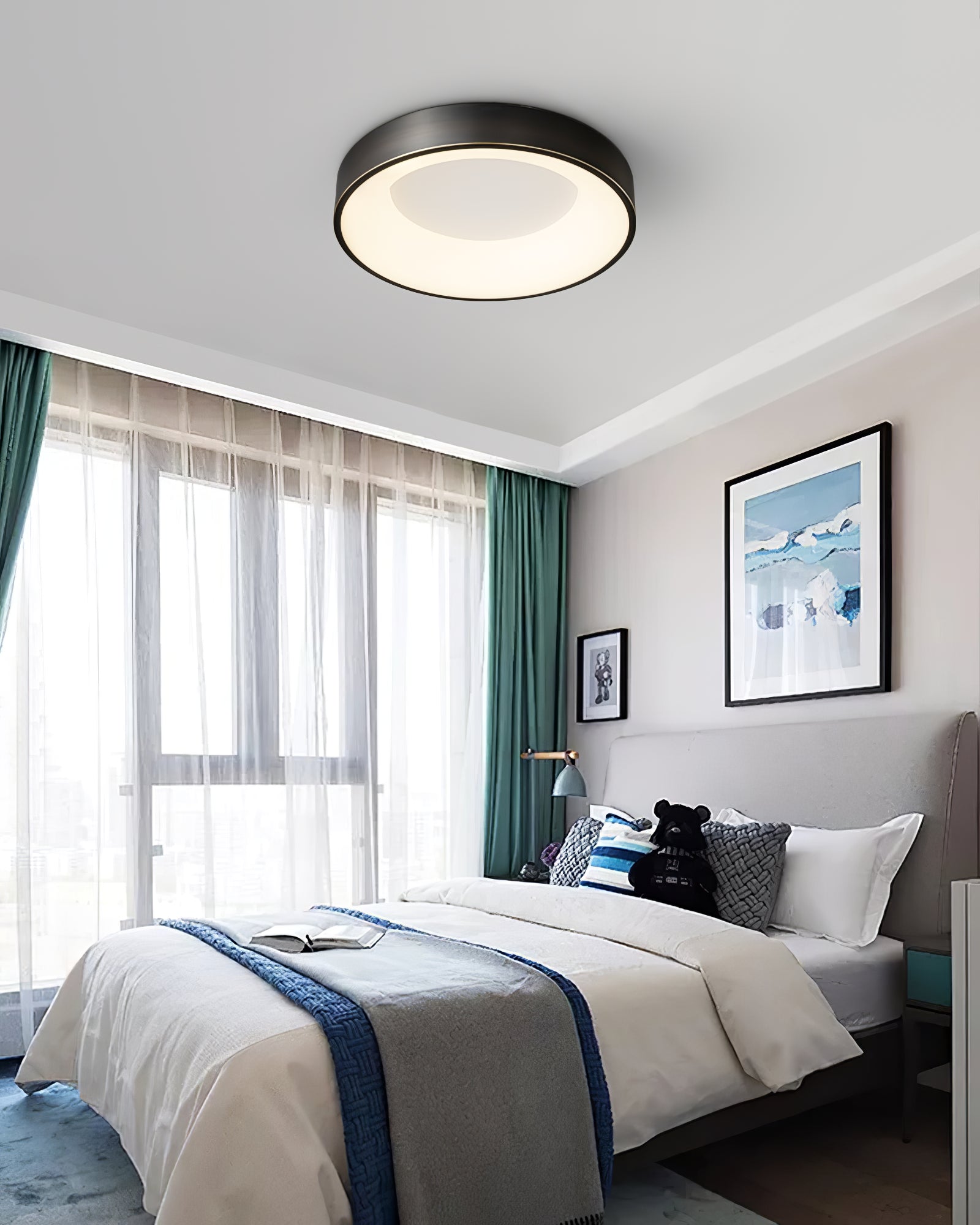 Lumenia Modern LED Ceiling Light Fixture - Dimmable Flush Mount Lighting for Bedroom, Living Room, Kitchen - Energy Efficient Indoor Home Decor