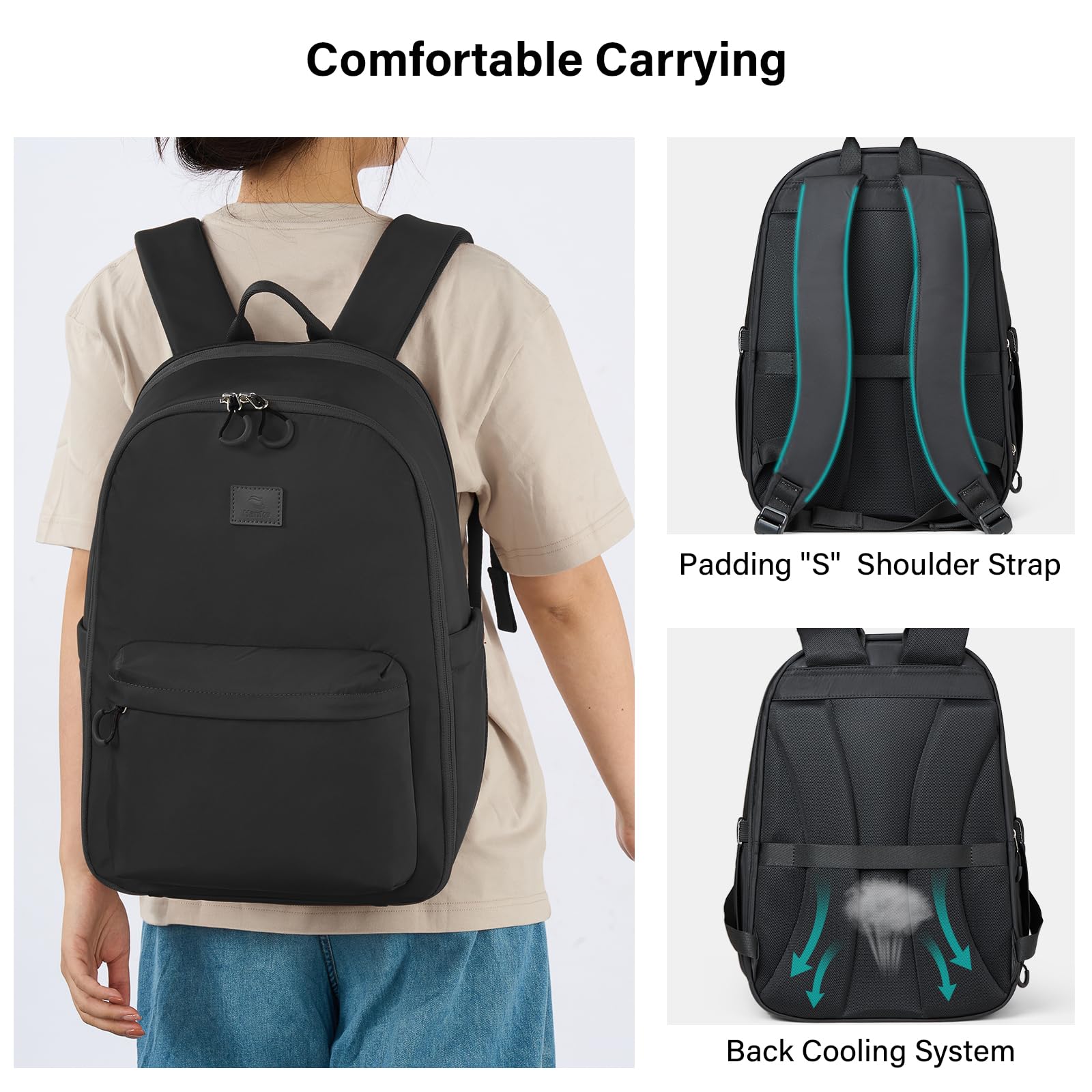 **Hanke 18 Inch Expandable Travel Backpack for Women & Men - Airline Approved Carry-On Backpack, Lightweight Daypack for Work, Casual & Travel (Black) - Perfect for Commuting, Business Trips & Weekend Getaways**