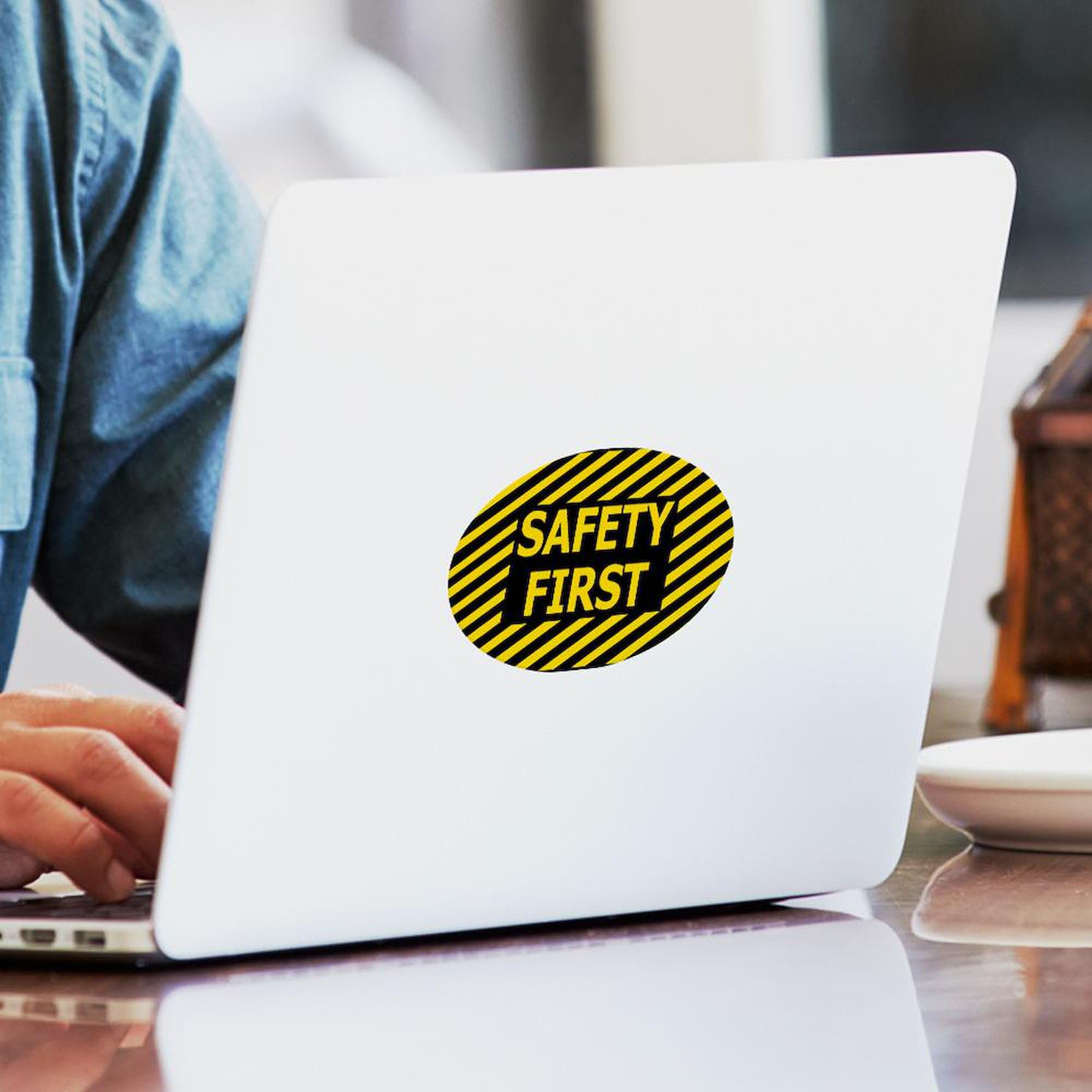 Safety First Oval Car Bumper Sticker - Perfect for Vehicles & Workplaces