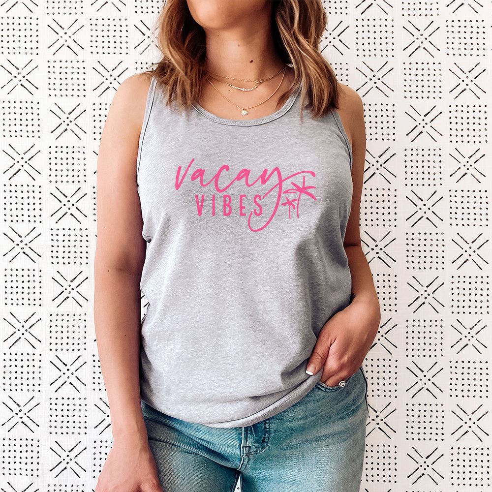 CLR Vacay Vibes Sleeveless Tank Top - Women's Summer Beachwear for Vacation, Pool Party & Casual Outfits