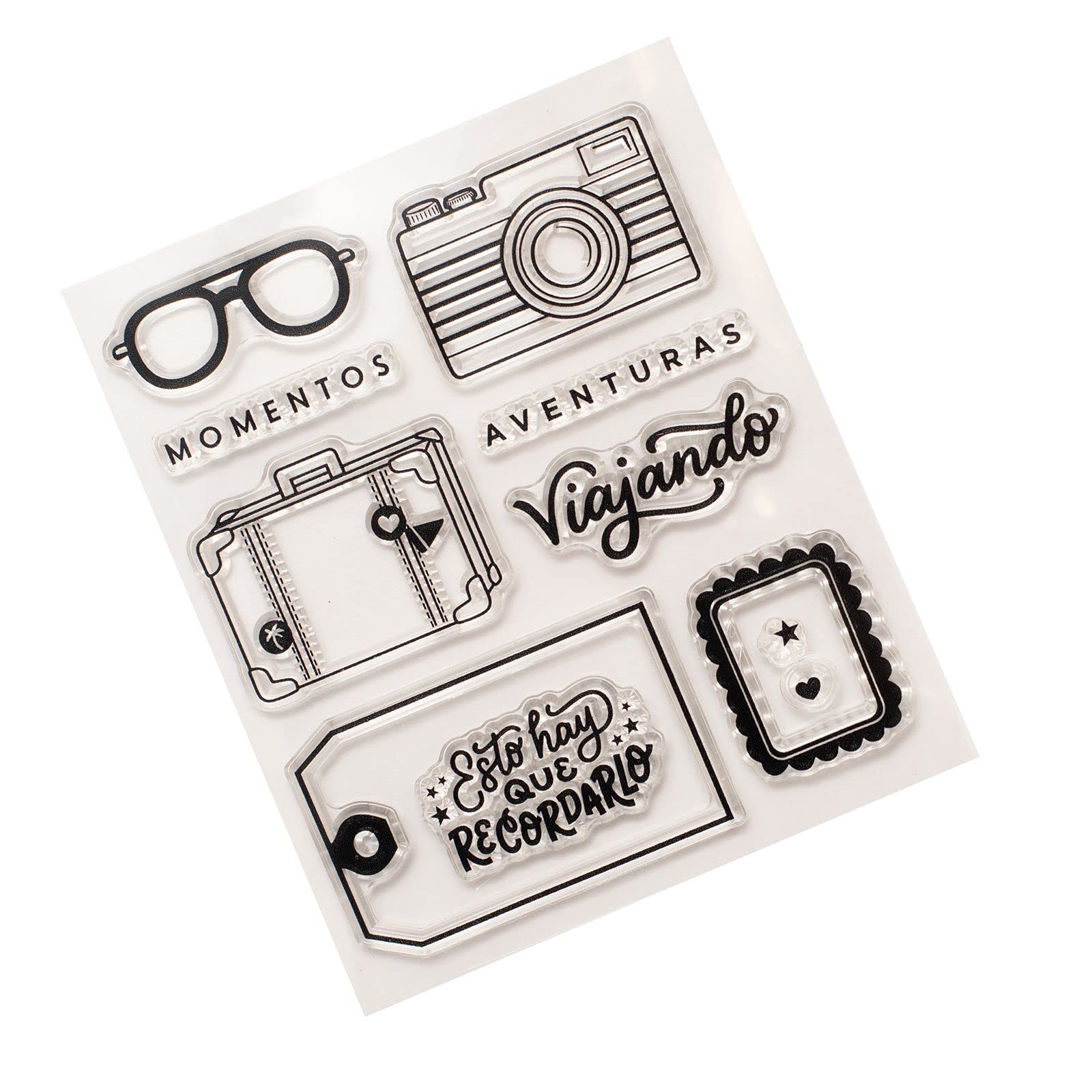 American Crafts Buenos DIAS Stamps Set of 11 - Perfect for Scrapbooking, Card Making & DIY Crafts