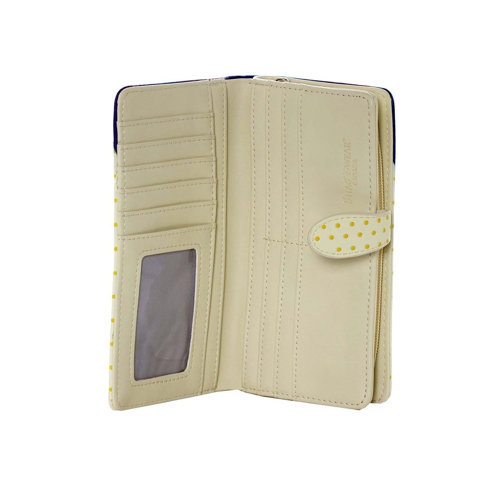 Shag Wear Rosie Riveter Large Zipper Wallet in Cream - Vintage Style Leather Billfold Organizer for Women | Perfect for Everyday Use, Travel & Gift Giving