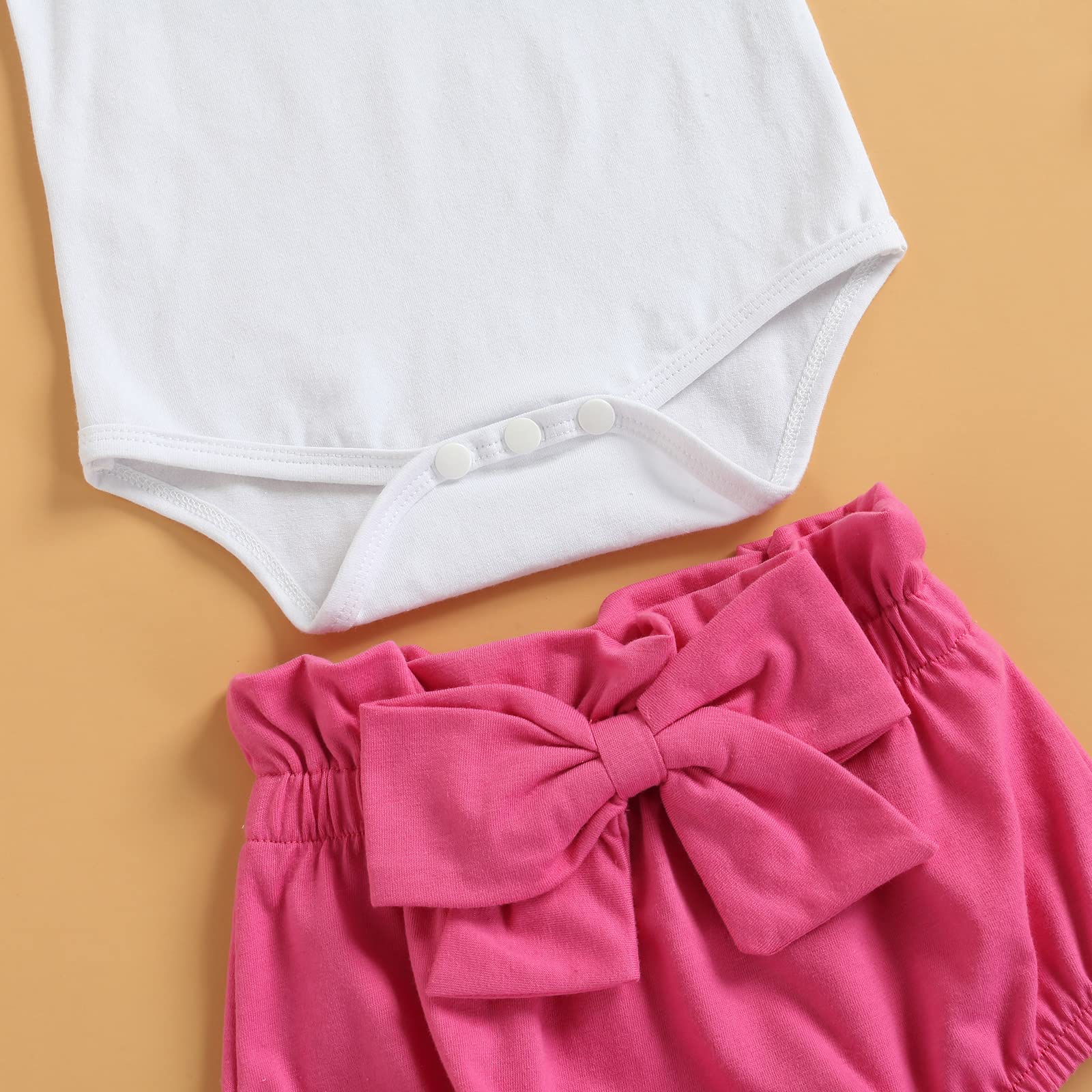 Adorable Newborn Baby Girl Summer Outfits - 3-Piece Letter Print Short Sleeve Bodysuit Romper & Bloomer Shorts Set | Perfect for Photoshoots, Playdates & Special Occasions