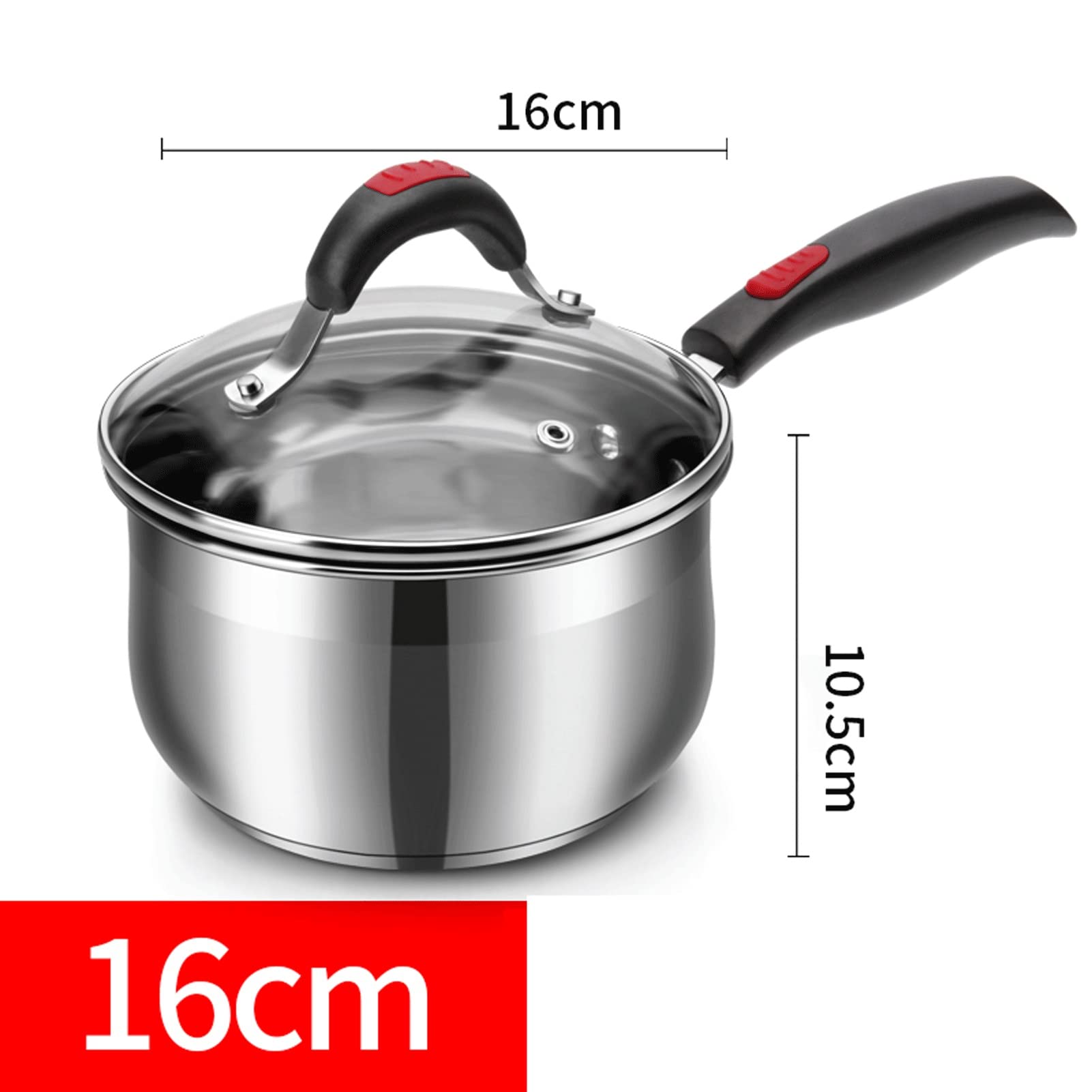**Stainless Steel Wok Pan & Soup Pot - 16cm Non-Stick Thickened Cooking Pot for Gas & Induction Cooktops - Perfect for Stir-Frying, Boiling Milk & Soups**