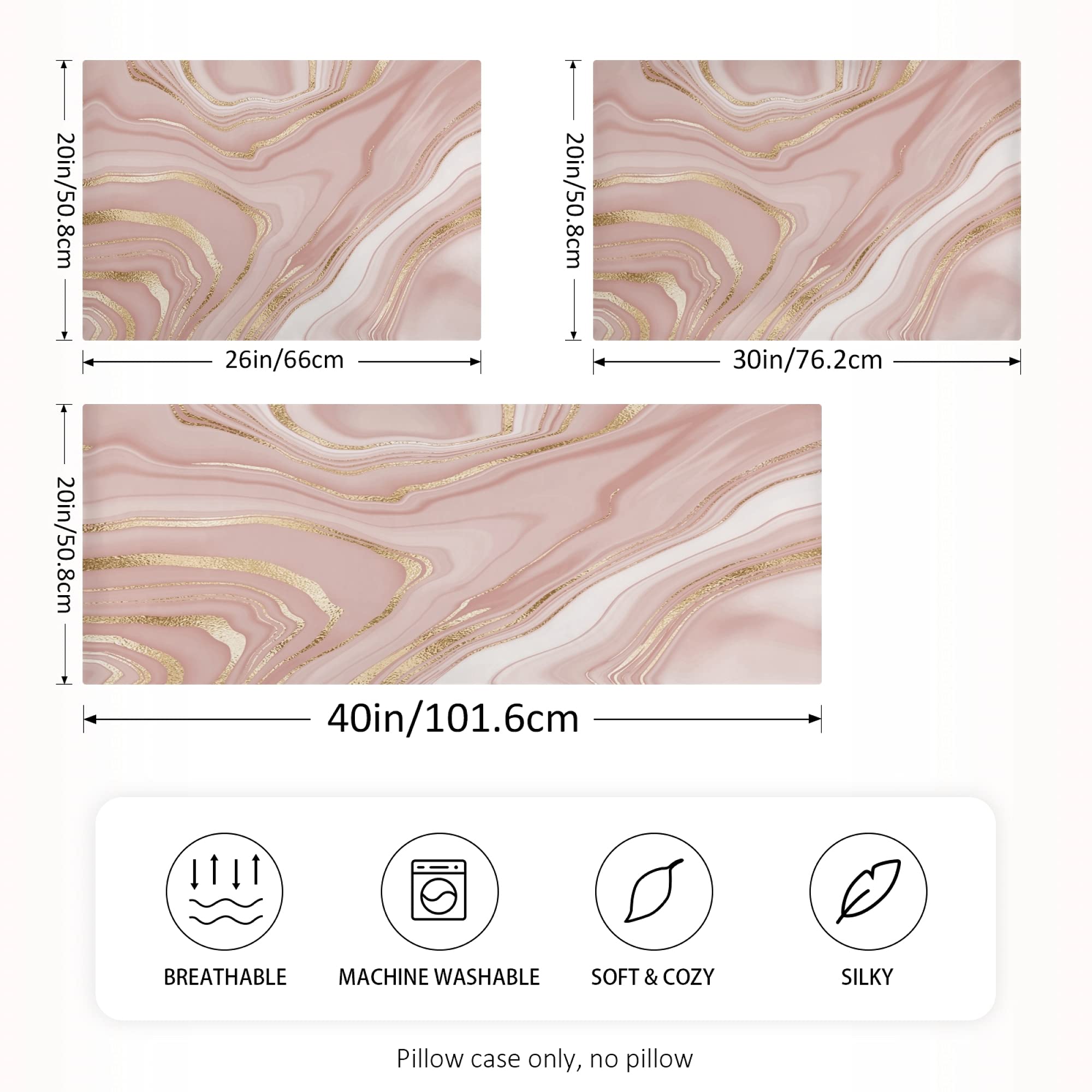 Rose Gold Satin Pillowcase for Hair & Skin Care - 20x26 Inch Silk Pillow Case with Envelope Closure, Hypoallergenic & Anti-Frizz (1PC) - Perfect for Beauty Sleep, Travel & Home Decor
