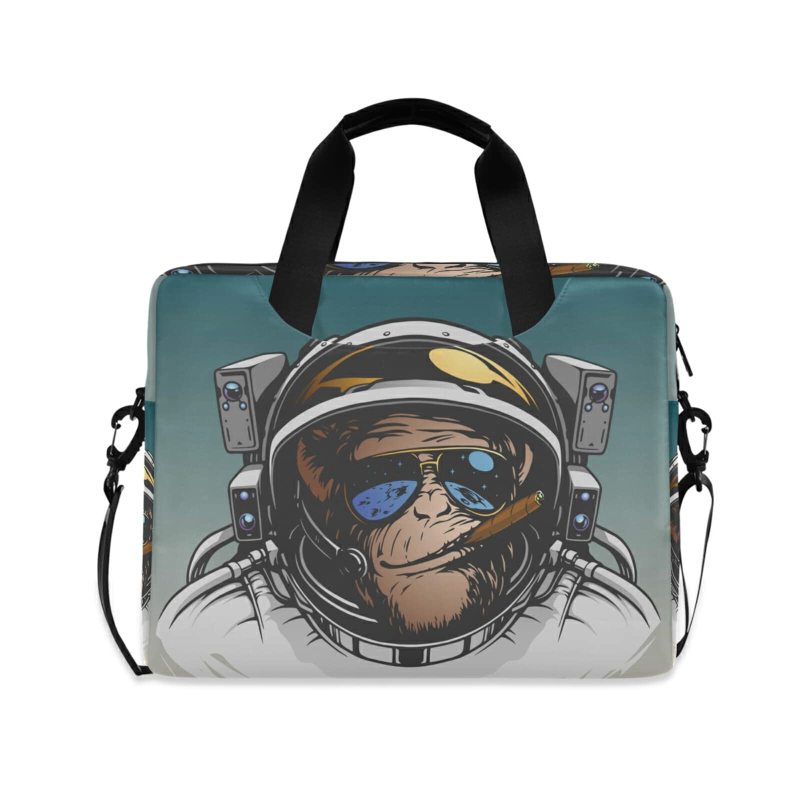 Stylish Animal Astronaut Monkey Print 15.6 Inch Laptop Bag - Durable Computer Case with Adjustable Shoulder Strap for Men & Women - Perfect for Work, Travel & School