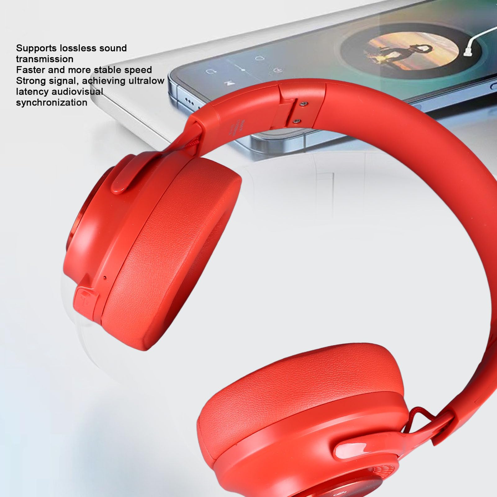 Wireless Gaming Headset with USB Charging & Long Battery Life - Comfortable Over-Ear Design for PC, Tablet, Phone - Perfect for Online Gaming, Work Calls & Music (Red)