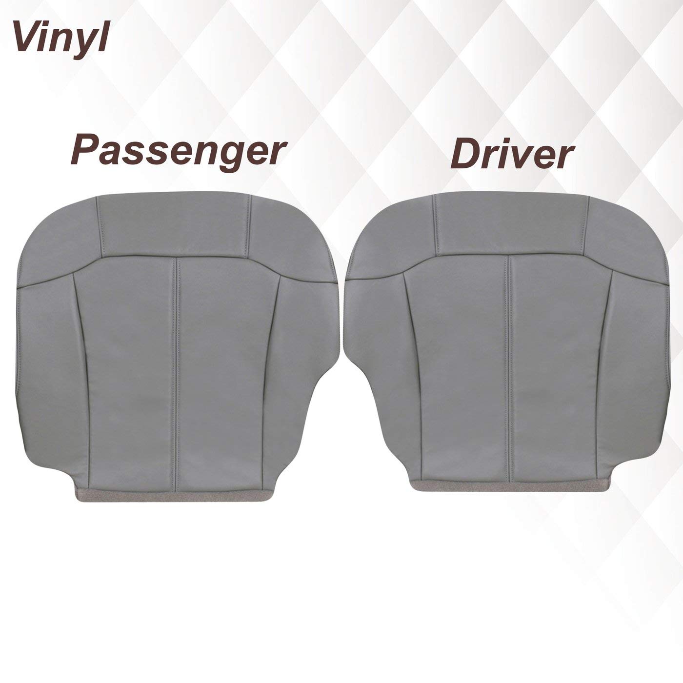 2000-2002 Chevy Suburban Tahoe Replacement Synthetic Leather Seat Cover - Passenger Bottom Light Pewter Gray - Durable Vinyl Car Seat Covers for Comfort & Protection - Perfect for Daily Commute, Road Trips and Family Adventures