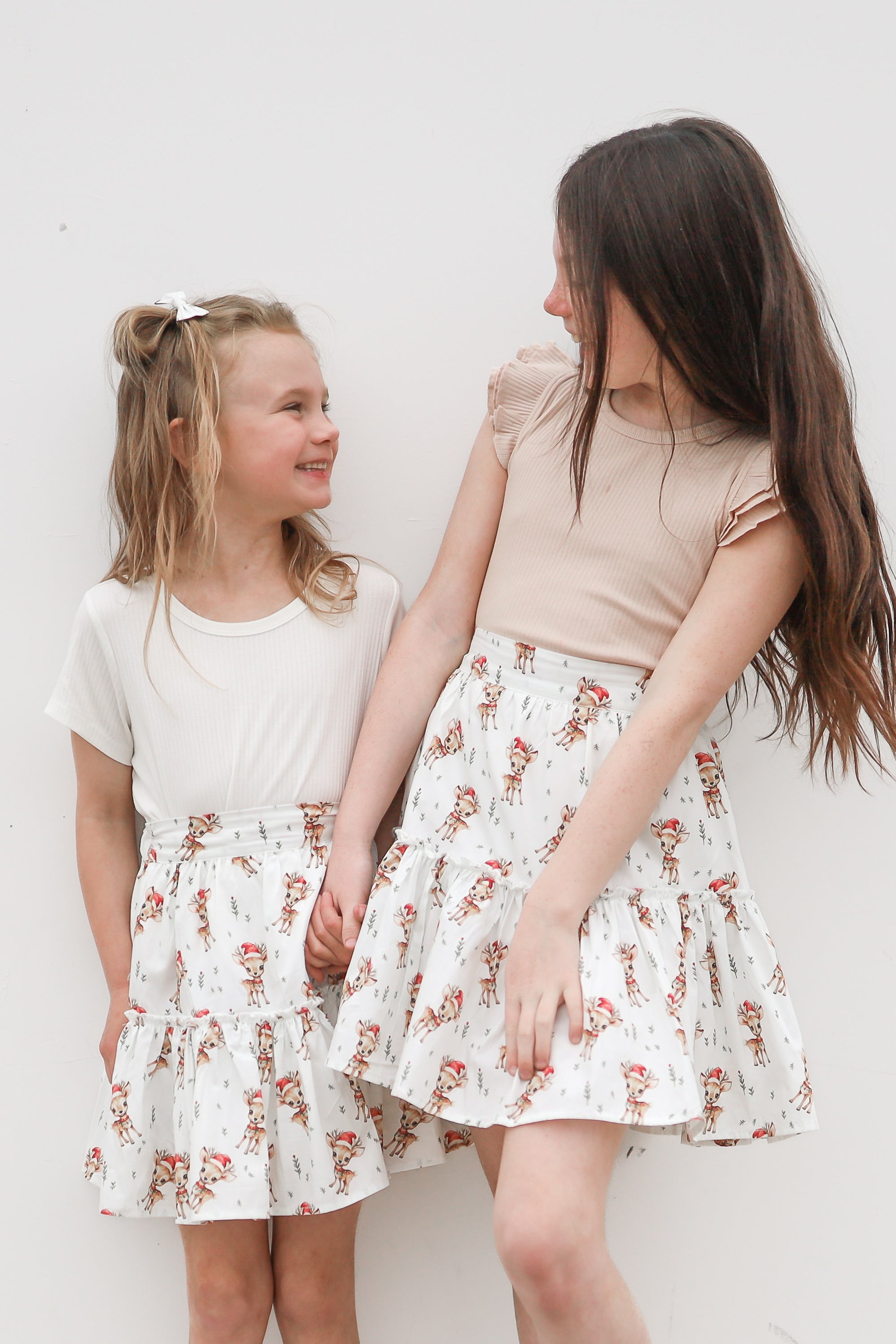 Ruffle Skirt with Dasher the Reindeer Print - Cute Christmas Party Outfit for Women & Girls | Holiday Festive Wear, Family Matching, Photo Shoot