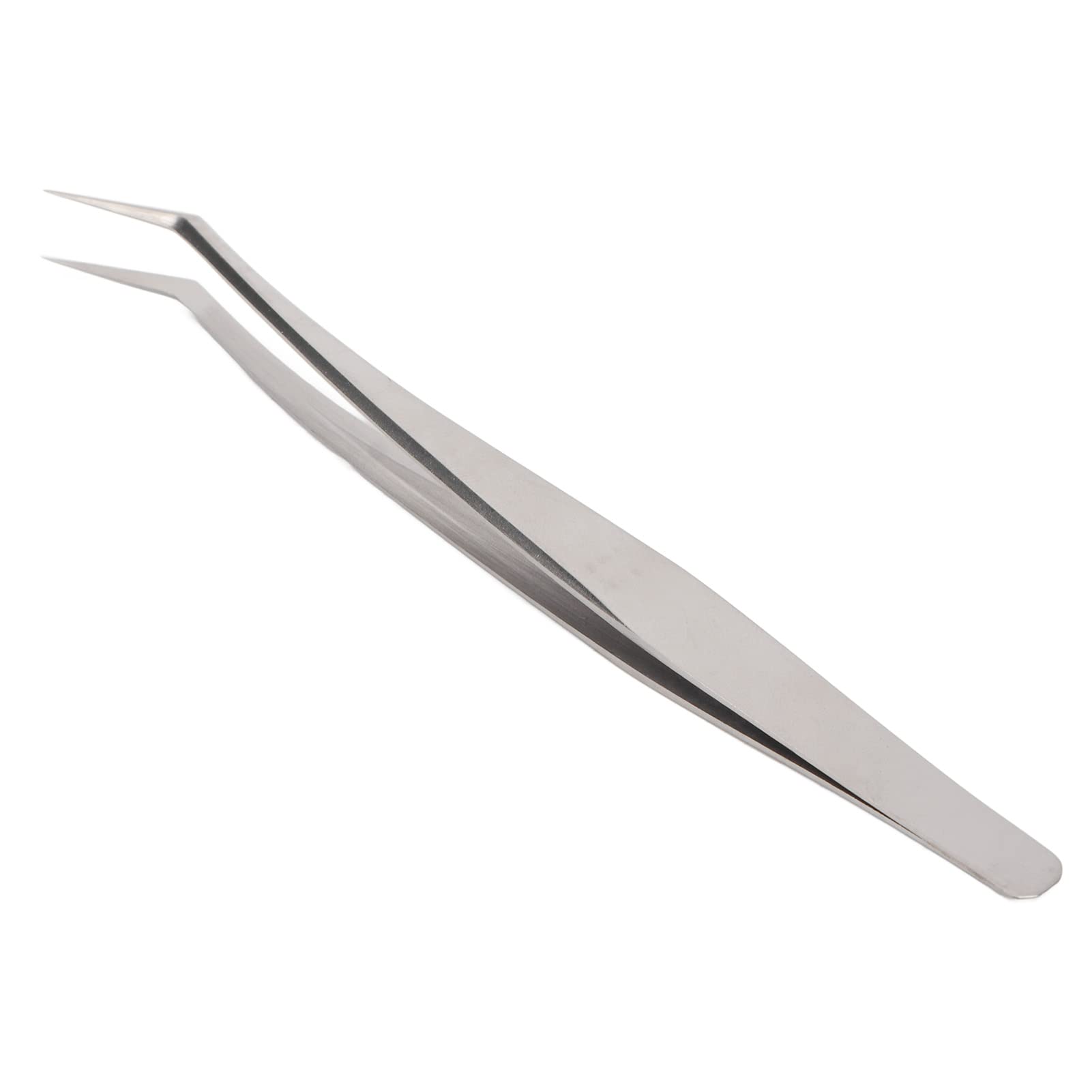 Professional Stainless Steel Eyelash Extension Tweezers - High Precision Lash Application Tool for Salon & DIY Use (Long Angled Tweezers) | Perfect for Lash Artists, Beauty Professionals & Home Manicure Kits