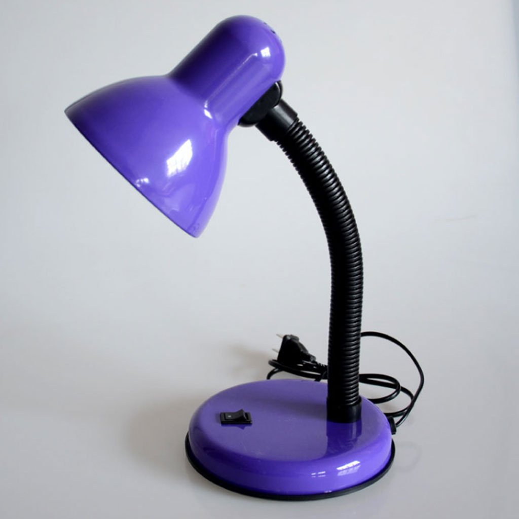 BHJKL Multifunction LED Desk Lamp - Adjustable Eye Protection Study Light for Students, Kids Bedroom & Office Workspace - Durable Wrought Iron Design in Purple - Perfect for Reading, Writing & Computer Work