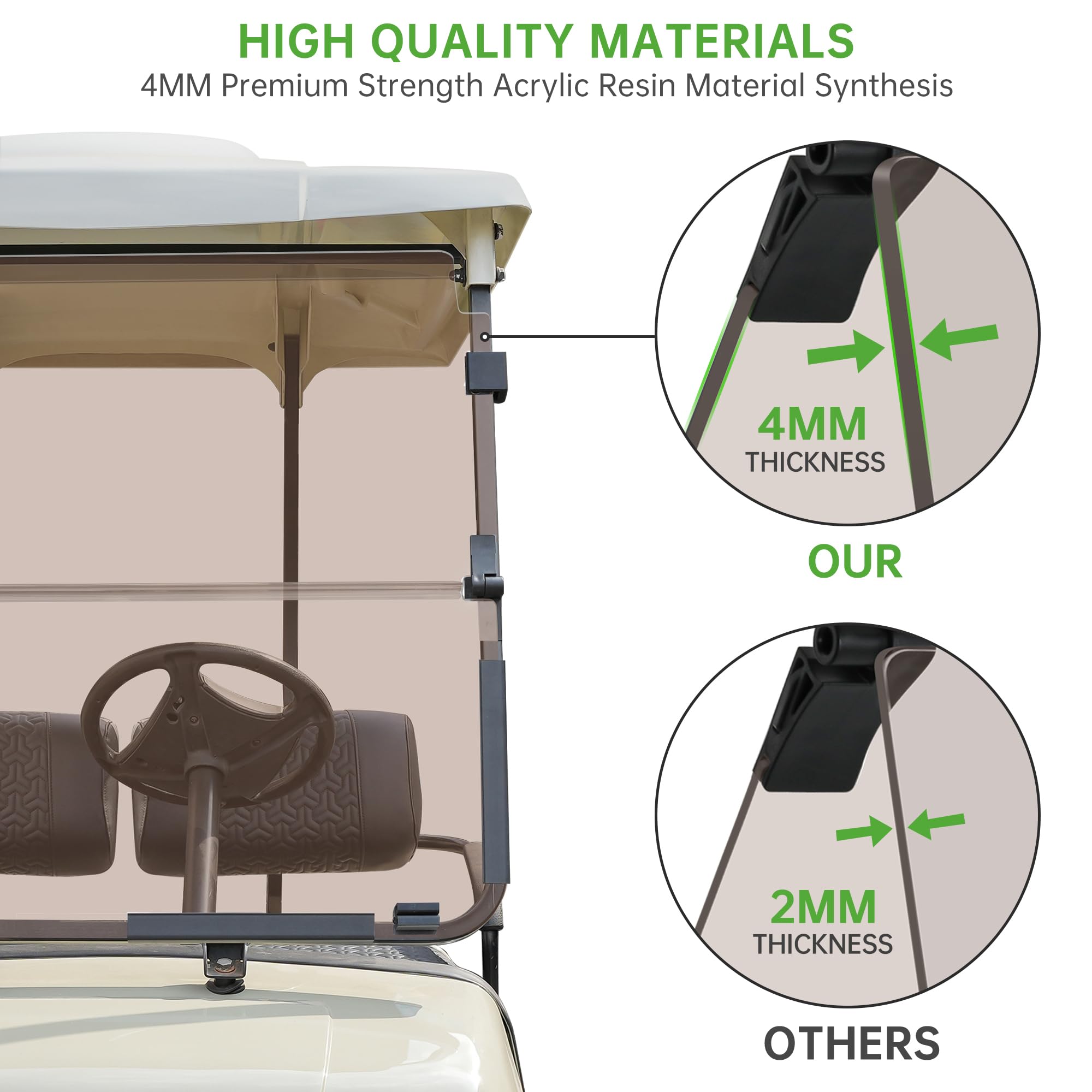 10L0L Folding Tinted Golf Cart Windshield for Yamaha G14 G16 G19 (1995-2003) Models - Universal Fit for Gas & Electric Golf Carts - UV Protection & Enhanced Visibility for Outdoor Golfing & Neighborhood Cruising