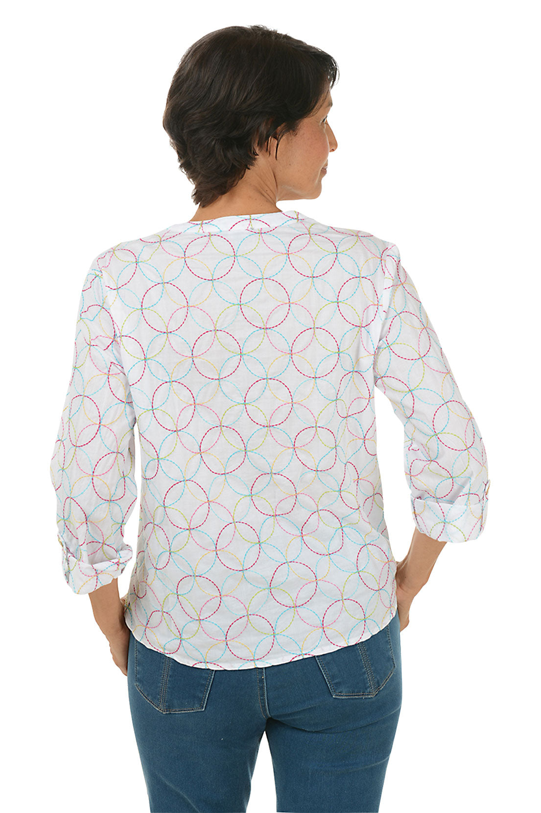 Embroidered Tie Front Shirt for Women - Elegant Floral Ring Design Blouse - Perfect for Office Wear, Date Nights & Casual Outfits
