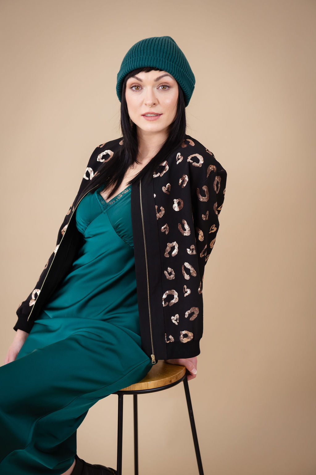 Maeve Women's Bomber Jacket - Lightweight Black Windbreaker for Casual Wear & Outdoor Activities