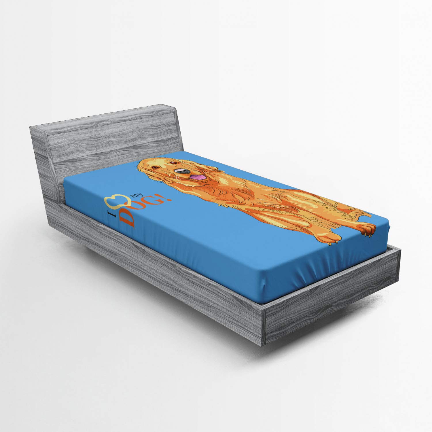 Ambesonne Golden Retriever Fitted Sheet - Twin Size, Dog Lovers Bedding for Cozy Sleep