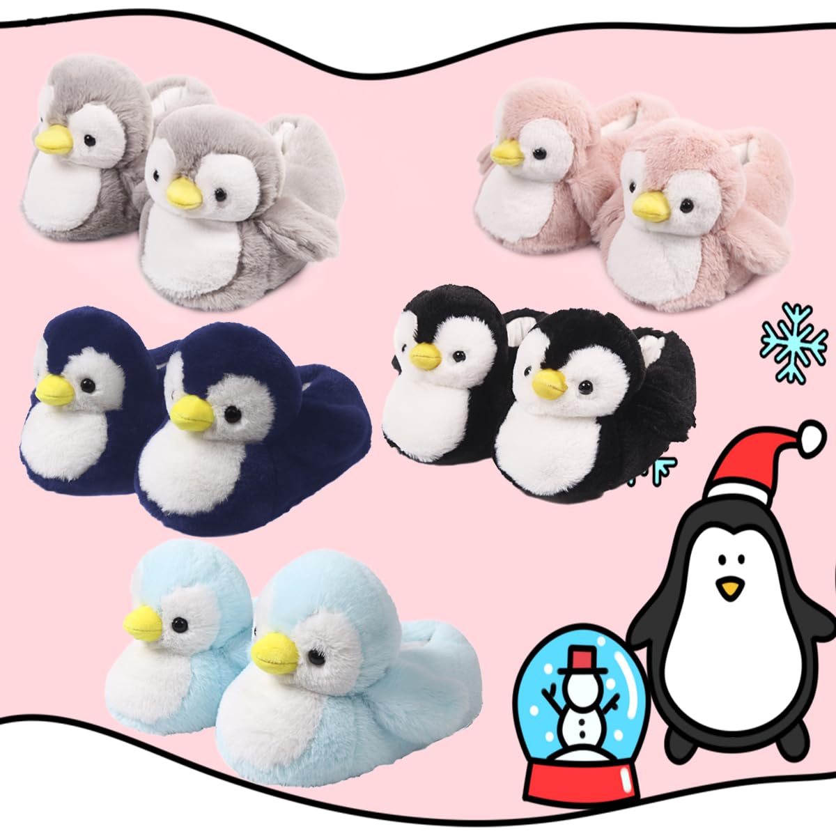 Cute Penguin Plush Slippers for Women - Fuzzy Warm Winter House Shoes with Funny Animal Design - Cozy Indoor Bedroom Slippers for Women, Men & Teen Girls - Perfect for Lounging, Relaxing & Gift Giving
