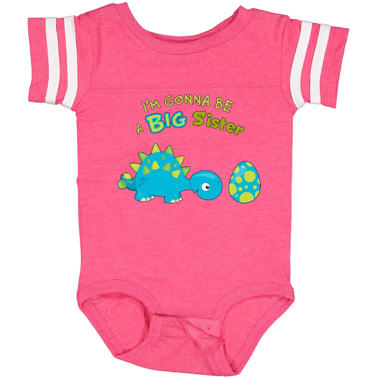 Inktastic Happy Dinosaur Future Big Sister Baby Bodysuit - Cute Dinosaur Print Outfit for Toddler Girls & Boys - Perfect for Sibling Announcement, Baby Shower Gift & Newborn Photography