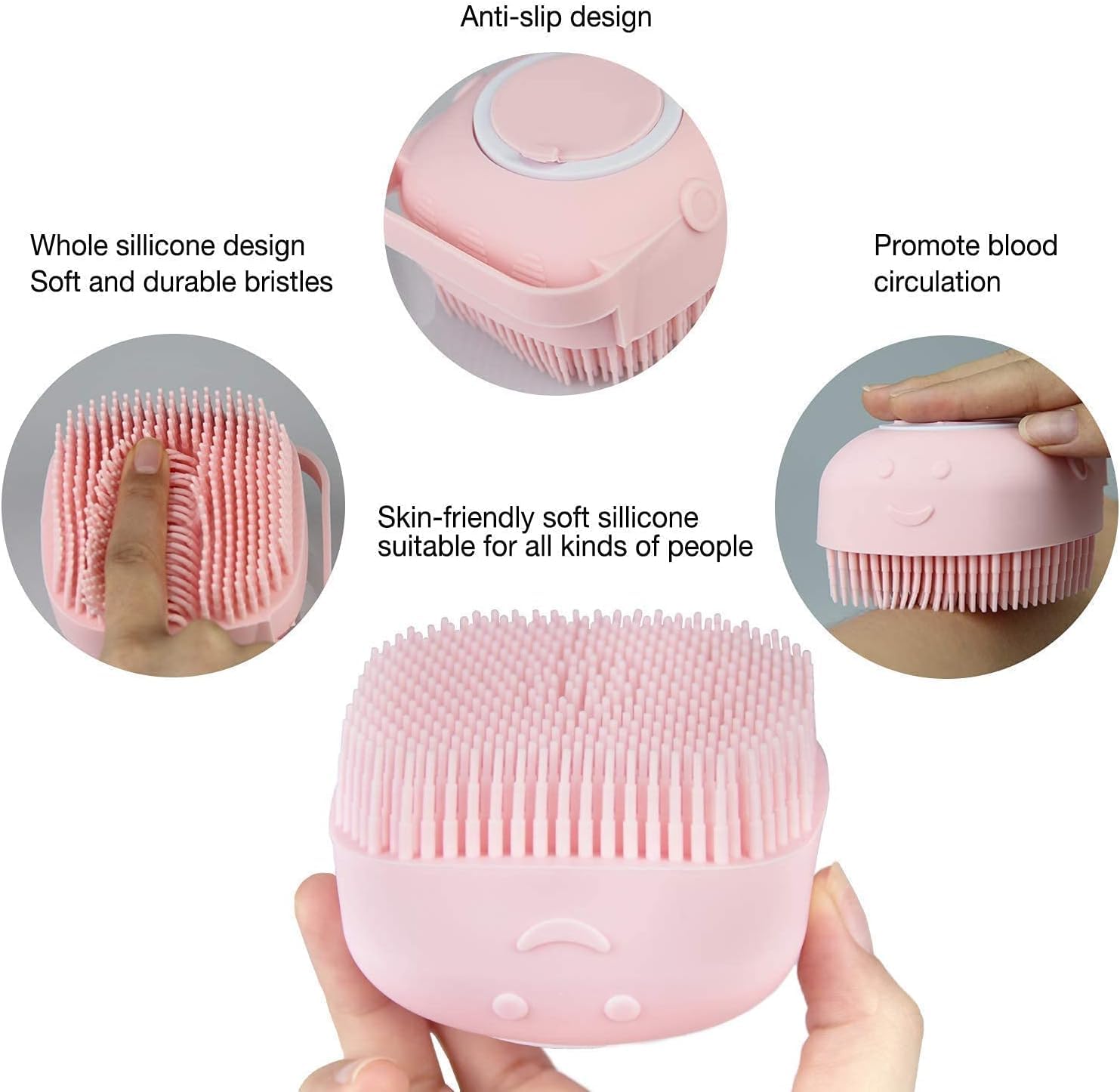 Double Sided Silicone Bath Brush with Soap Dispenser - Soft Exfoliating Body Scrubber for Shower Massage & Deep Skin Cleansing - Blue - Perfect for Spa Day, Back Scrubbing & Relaxing Bath Time