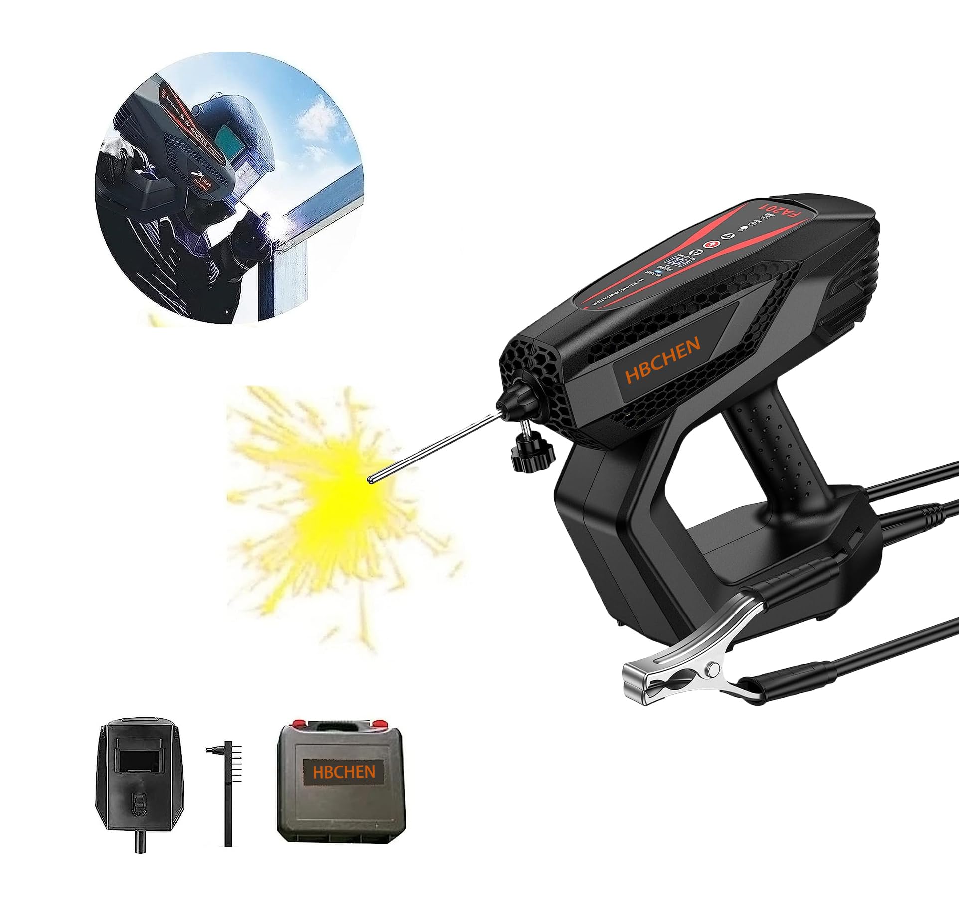 Portable 110V Handheld Welding Gun - Digital Display, 1.6-3.2mm Rod Compatible, 20-200A Adjustable - Ideal for Home DIY, Metal Repair & Small Welding Projects