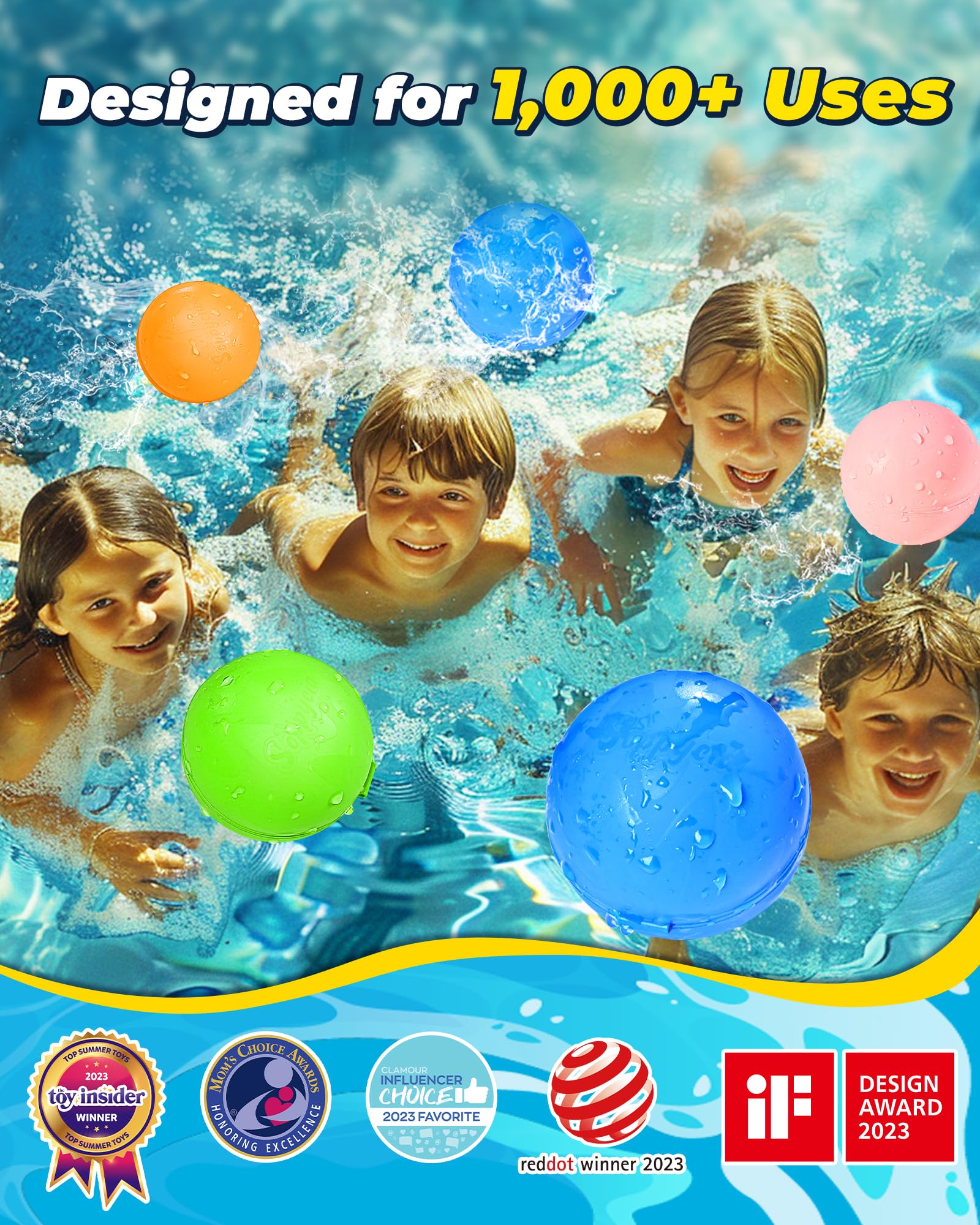 Eco-Friendly Reusable Water Balloons - 12PCS Quick Fill Self-Sealing Splash Balls for Pool, Beach & Summer Water Games | Perfect Outdoor Water Toys for Kids & Family Fun Activities