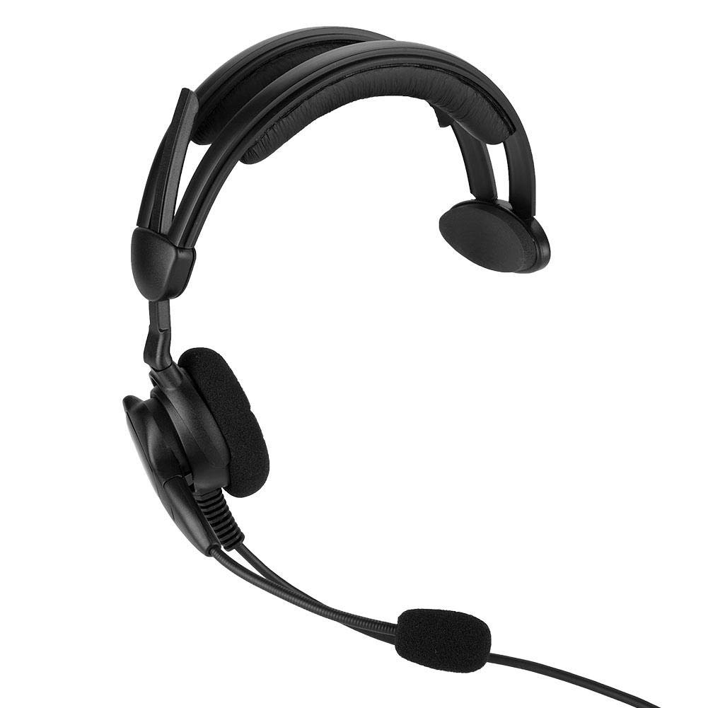 Kenwood & Linton Compatible Single K Head Walkie Talkie Headset with Noise-Canceling Mic - 140cm PU Cable, 270° Rotatable Mic & Comfortable Sponge Ear Pads for Construction, Security & Warehouse Communication