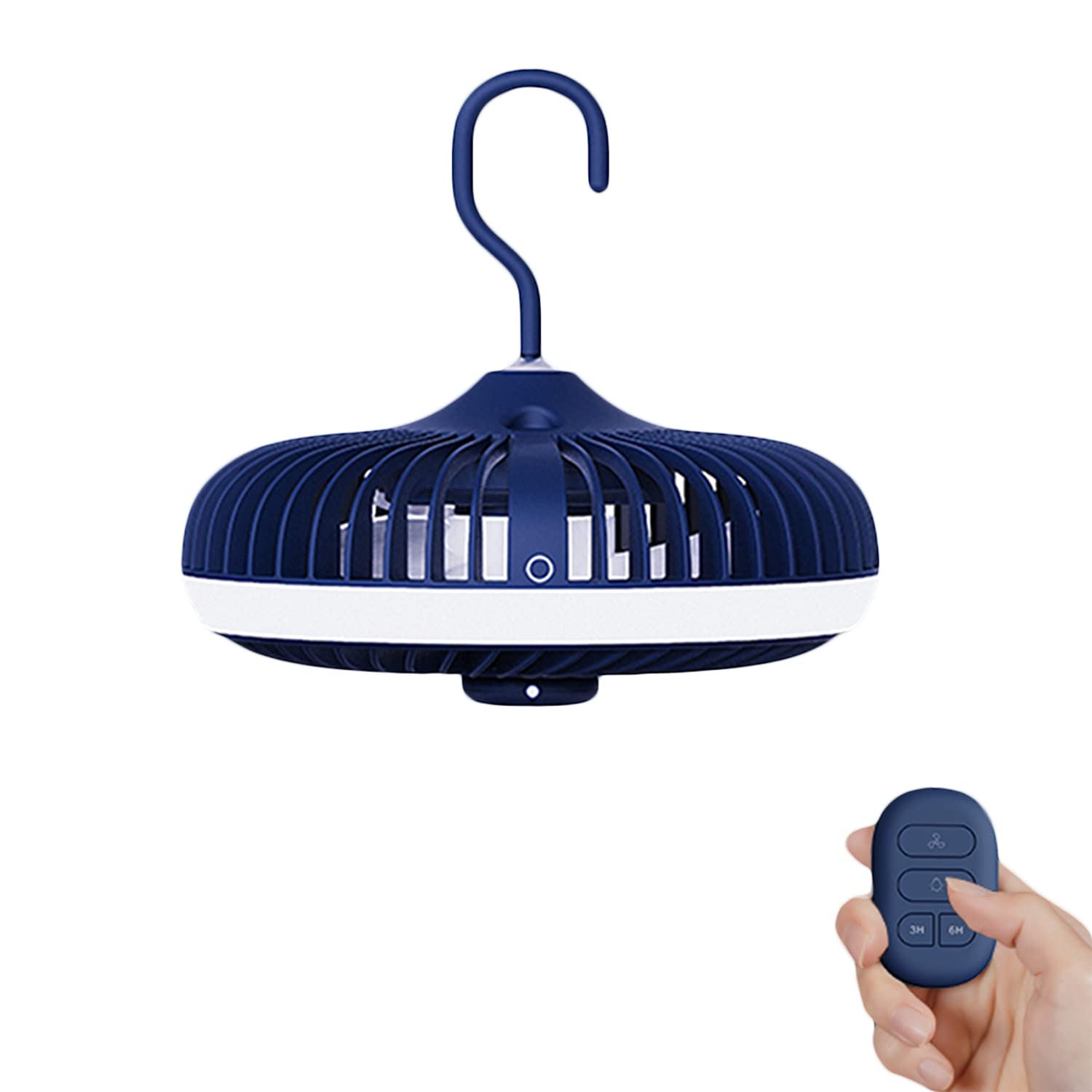 Portable Camping Ceiling Fan with LED Light - 4000mAh Rechargeable Battery, Remote Control, 3 Speed Settings - Perfect for Outdoor Camping, RV Travel, Home & Office Use