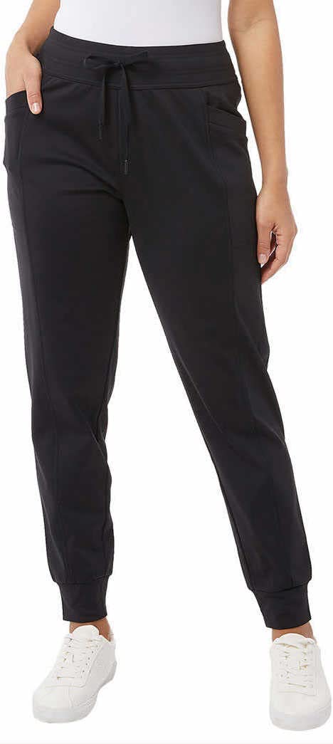 32 Degrees Heat Women's Midweight Tech Commuter Jogger Pants - Soft Thermal Fleece Lined, Moisture Wicking & Stretchable for Winter Running, Yoga, Travel & Lounge Wear
