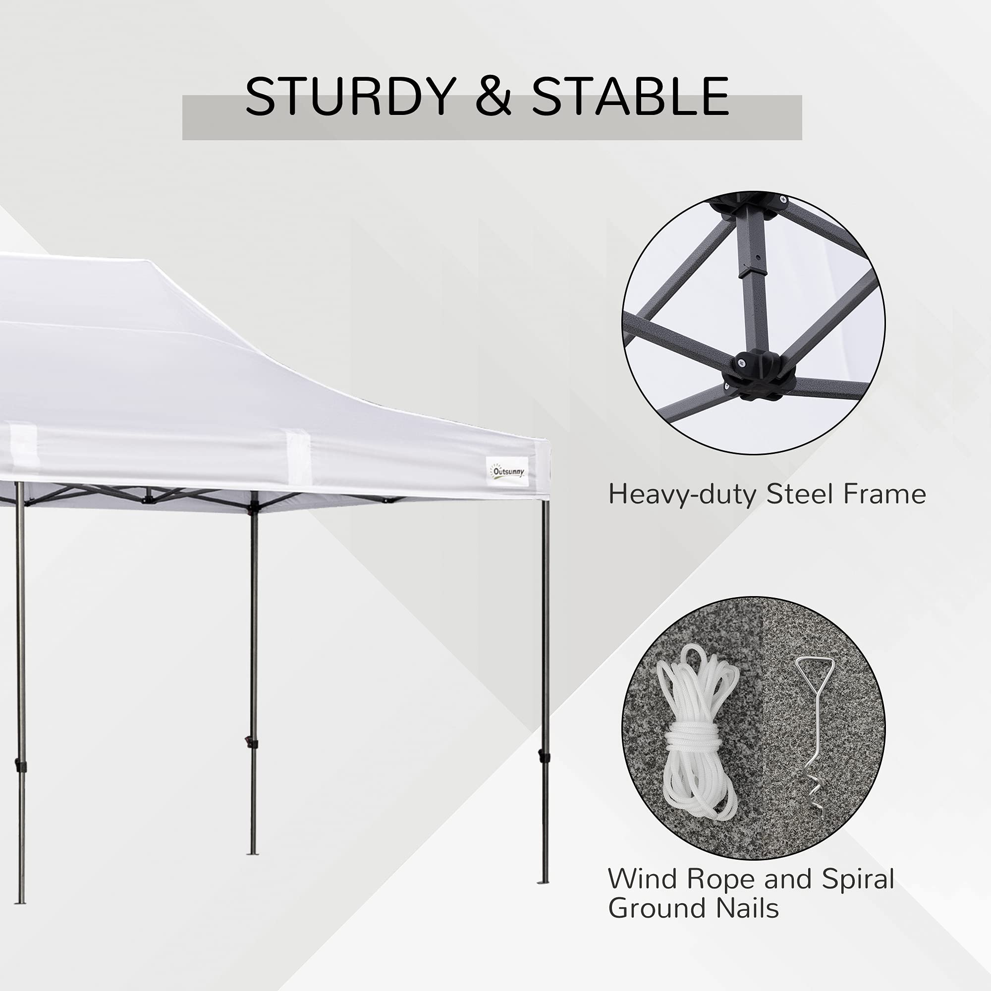 Outsunny 10' x 20' Pop Up Canopy Tent with Removable Sidewalls & Doors - Instant Shelter for Outdoor Parties, Events, Camping - Includes Wheeled Carry Bag & Height Adjustable Frame - Perfect for Backyard, Garden, Patio, Beach & Tailgating - White