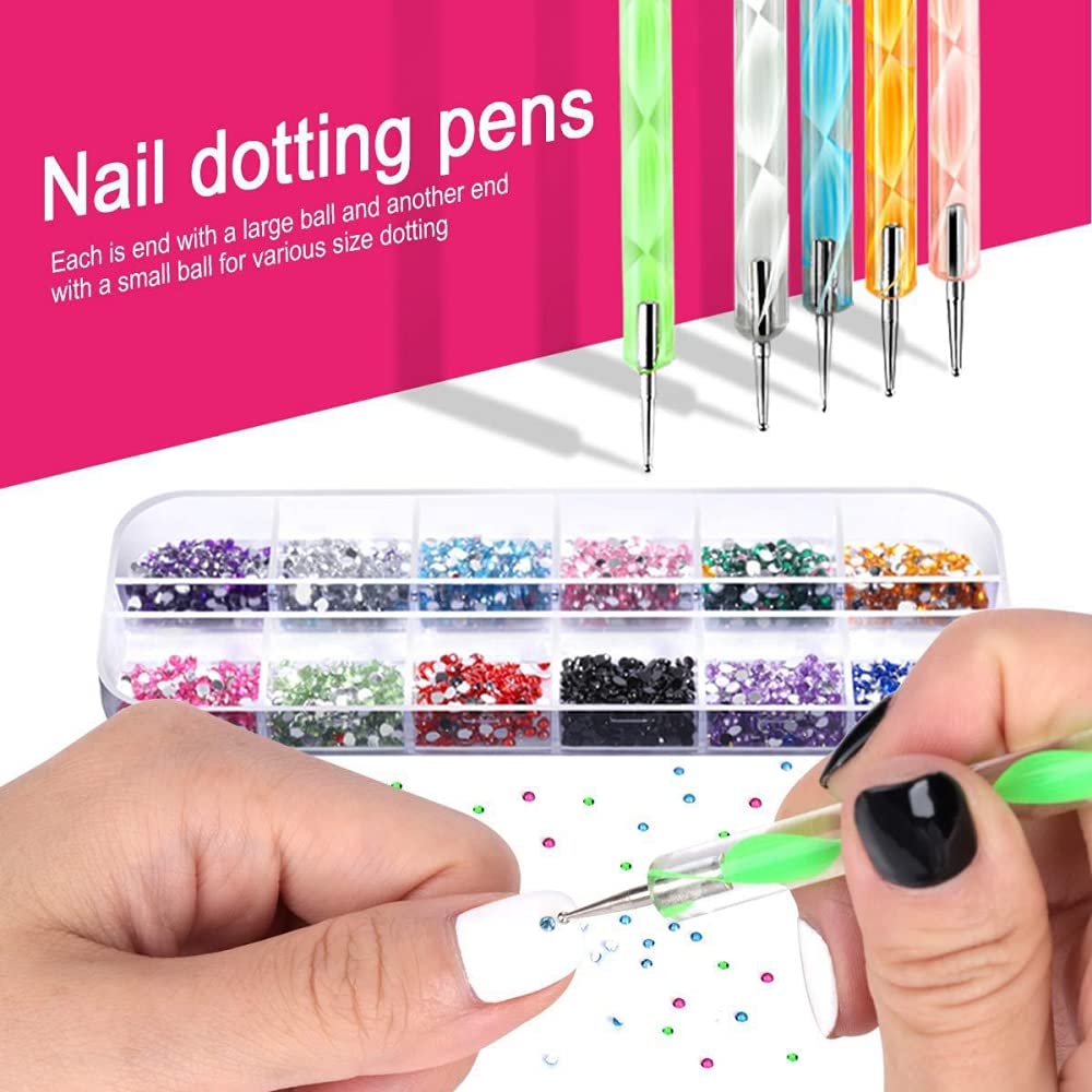 MAYCREATE® 3D Nail Art Stamping Kit - 39pcs Professional Nail Decorations Set with Stamping Plates, Brushes, Dotting Tools, Holographic Stickers, Foil Tape & Rhinestones | Perfect for DIY Manicures, Salon Nail Designs & Gift Ideas