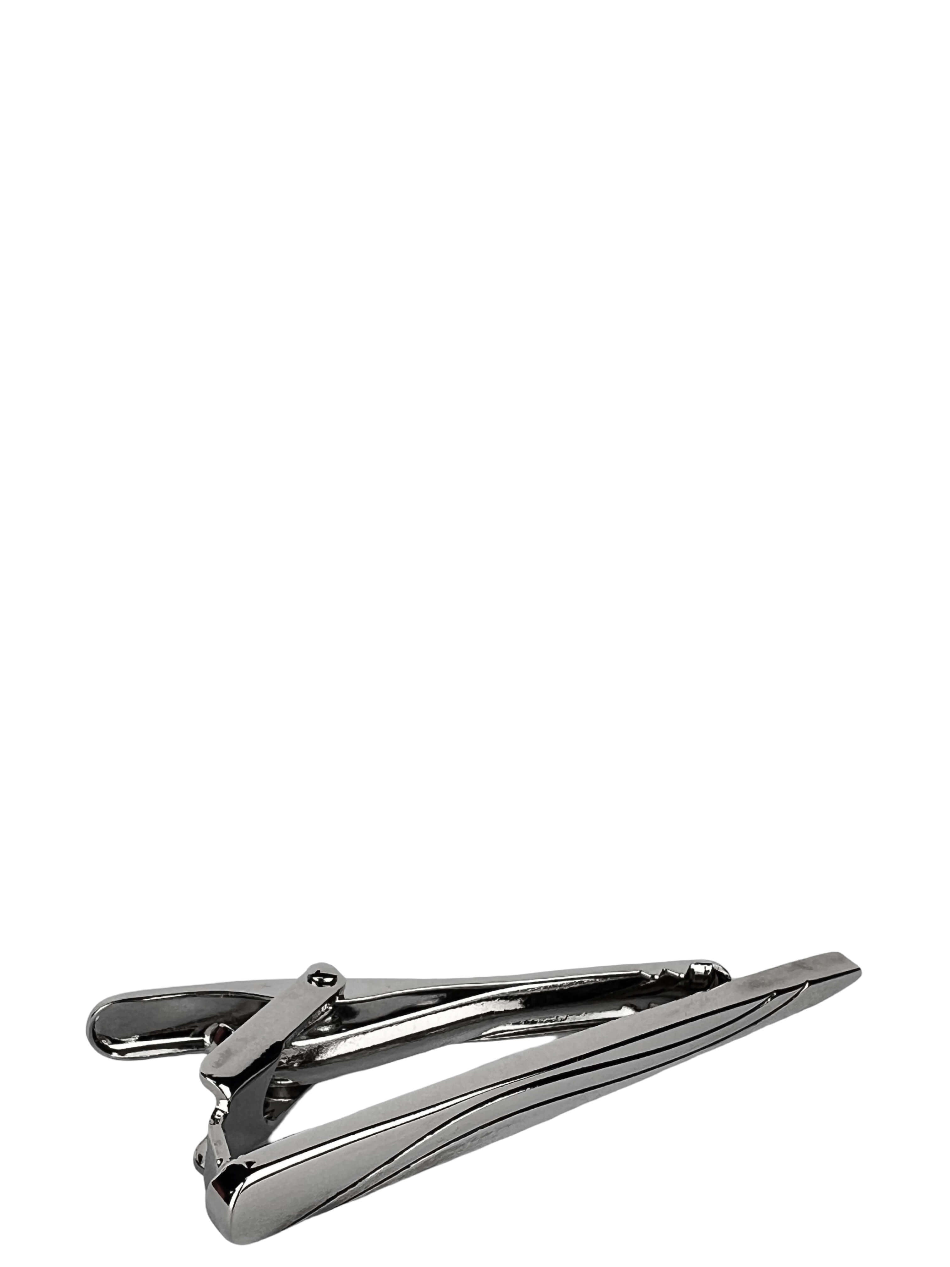 DÉCLIC Silver Tie Bar Clip for Men - Elegant Pointed Tie Accessory for Formal Wear, Weddings & Business Attire