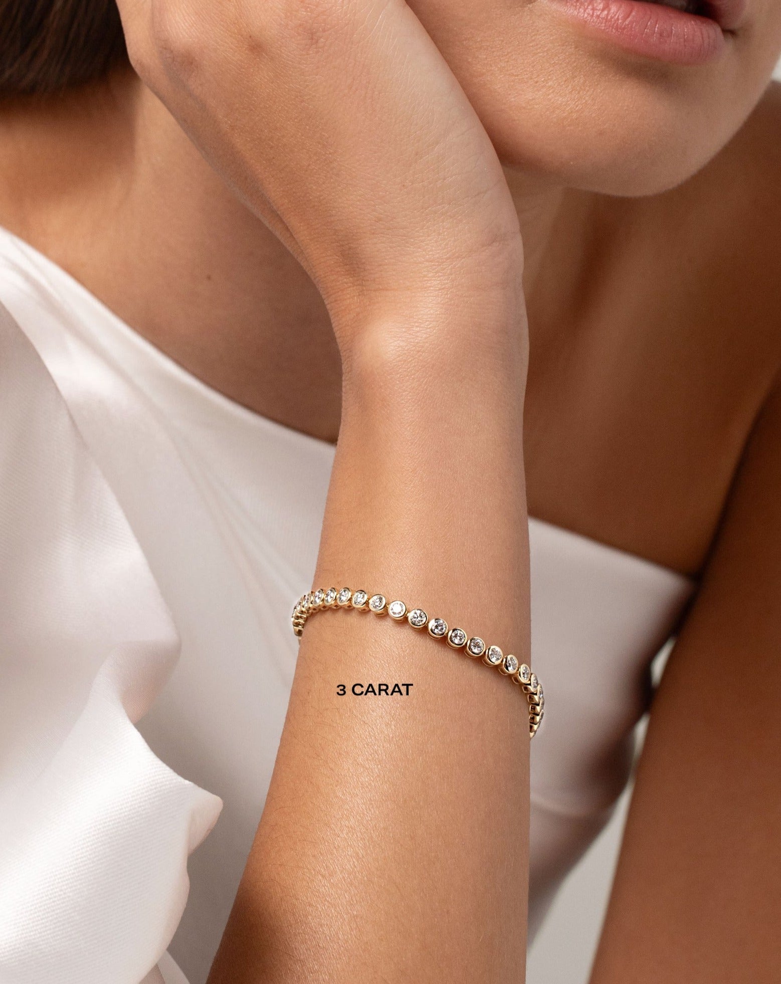 Bezel Classic Diamond Tennis Bracelet - 14K Gold Plated Elegant Women's Jewelry for Parties, Weddings & Special Occasions