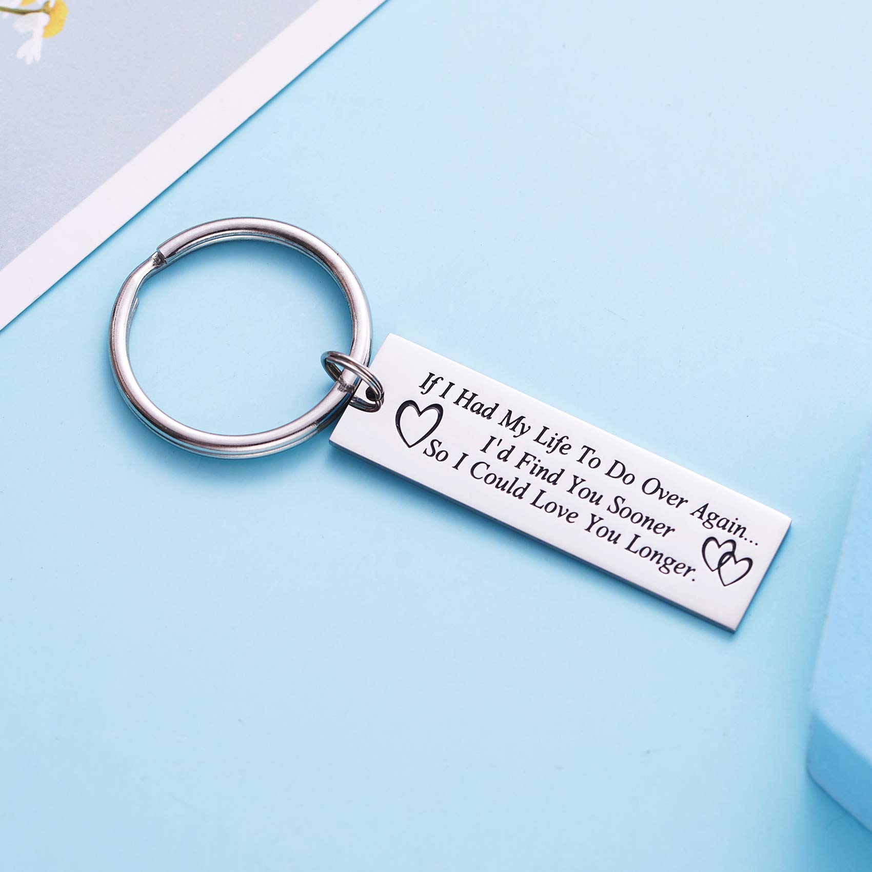 Romantic Soulmate Keychain Gift for Couples - 'If I Had My Life To Do Over Again' Engraved Heart Keyring - Perfect Anniversary, Valentine's Day & Wedding Gift for Him/Her