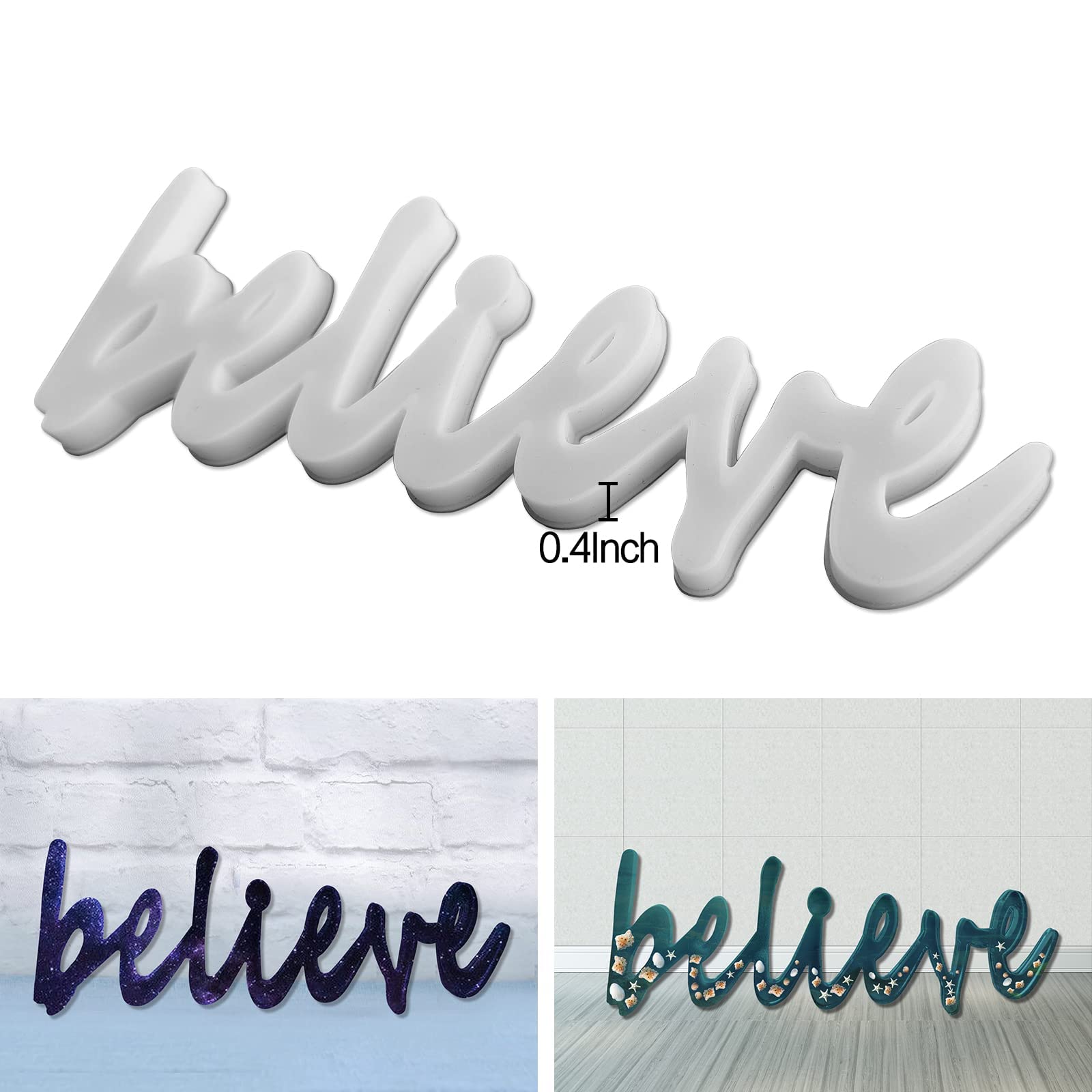 3-Piece Silicone Word Sign Molds for Epoxy Resin - 
