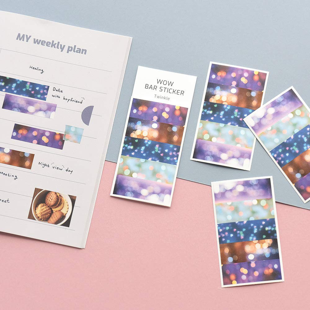 Monolike Wow Bar Sticker Photo Set - Mini Cute Square Stickers for Scrapbooking, Journaling, DIY Crafts & Planner Decoration