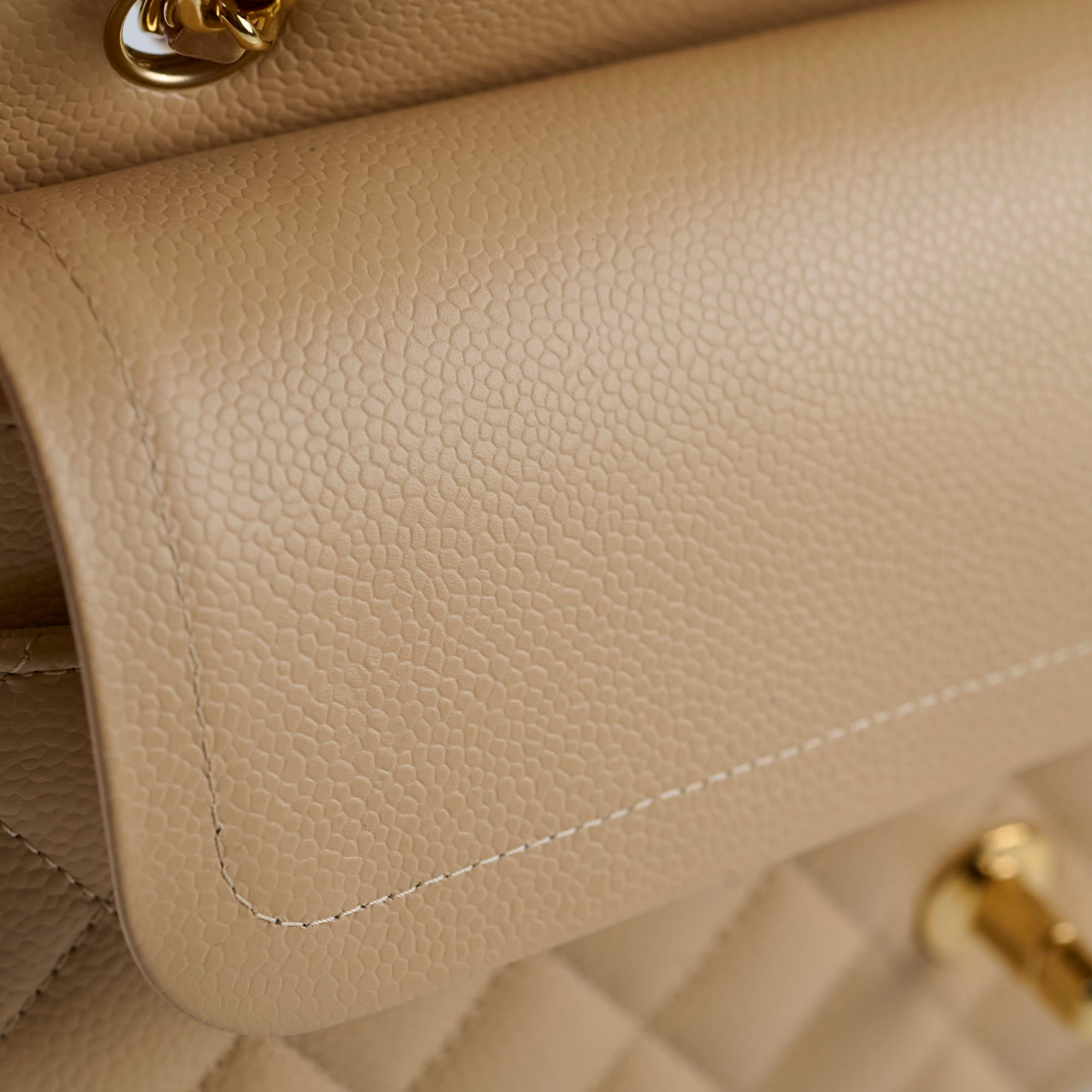 Chanel Classic Double Flap Bag in Caviar Leather Beige Gold Hardware - Timeless Luxury Handbag for Women, Perfect for Work, Evening Events & Special Occasions