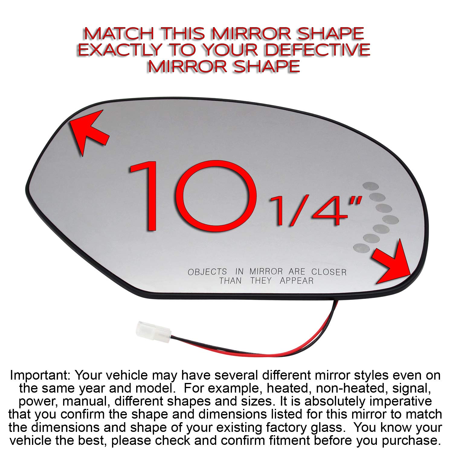 Heated LED Turn Signal Passenger Side Mirror Glass Assembly with Plastic Backing Plate for 2007-2014 Chevrolet Avalanche Silverado Suburban Tahoe, GMC Sierra Yukon XL, Cadillac Escalade - Easy Installation & Enhanced Visibility for Safe Driving
