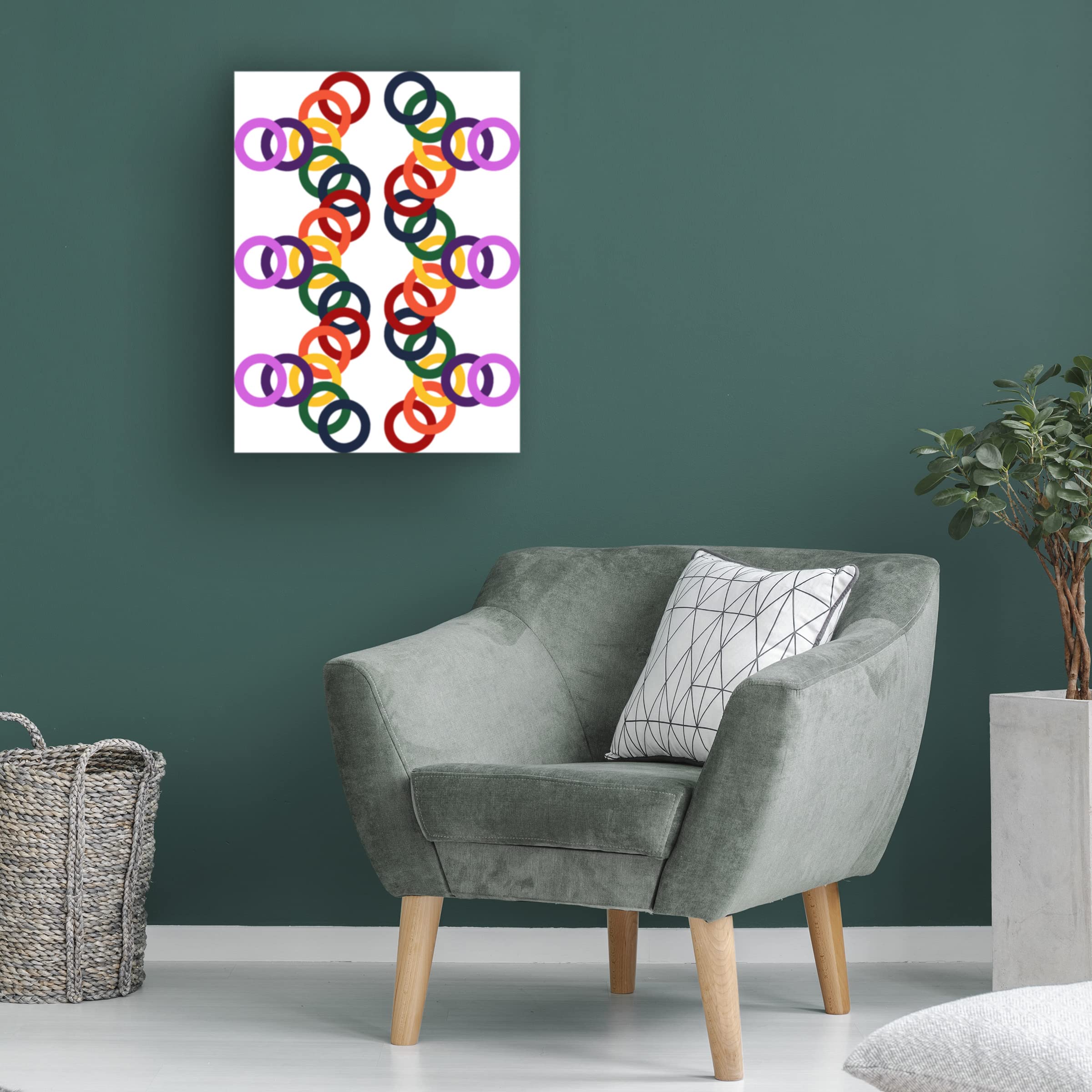Rainbow Circles 7 Canvas Wall Art Print by Richard Homawoo - Modern Abstract Painting for Living Room, Bedroom & Office Decor