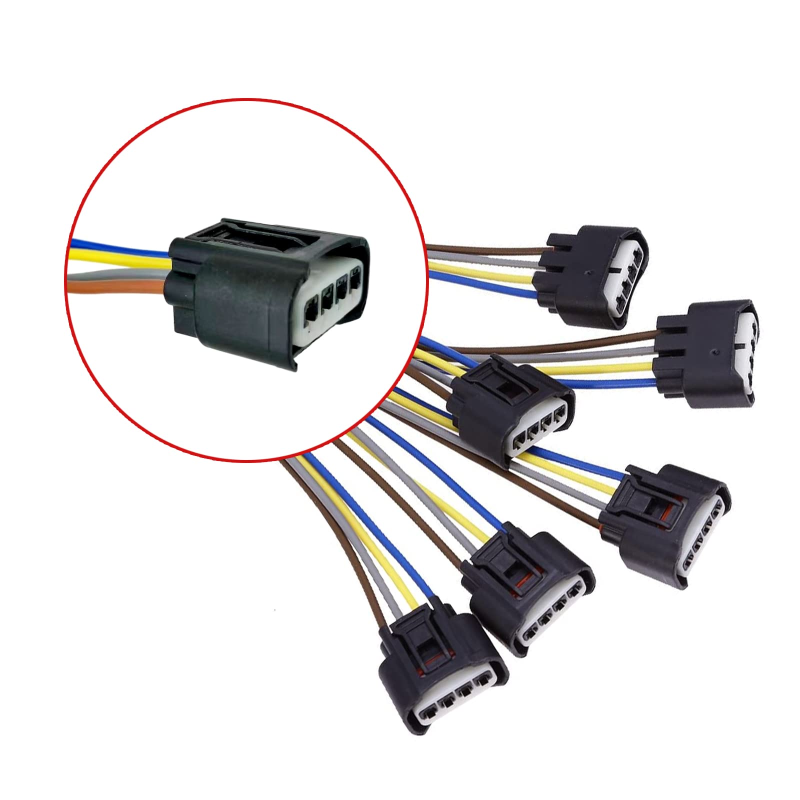 6-Piece Ignition Coil Connector Plug RAV4 4-Way Harness 90980-11885 Replacement for Toyota Lexus Camry (Black) - Perfect for Engine Tune-Up & Performance Enhancement